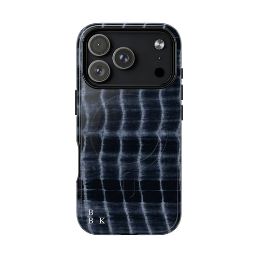 Magnetic Phone Case — Black Tie-Dye Tough Protective Cover with MagSafe