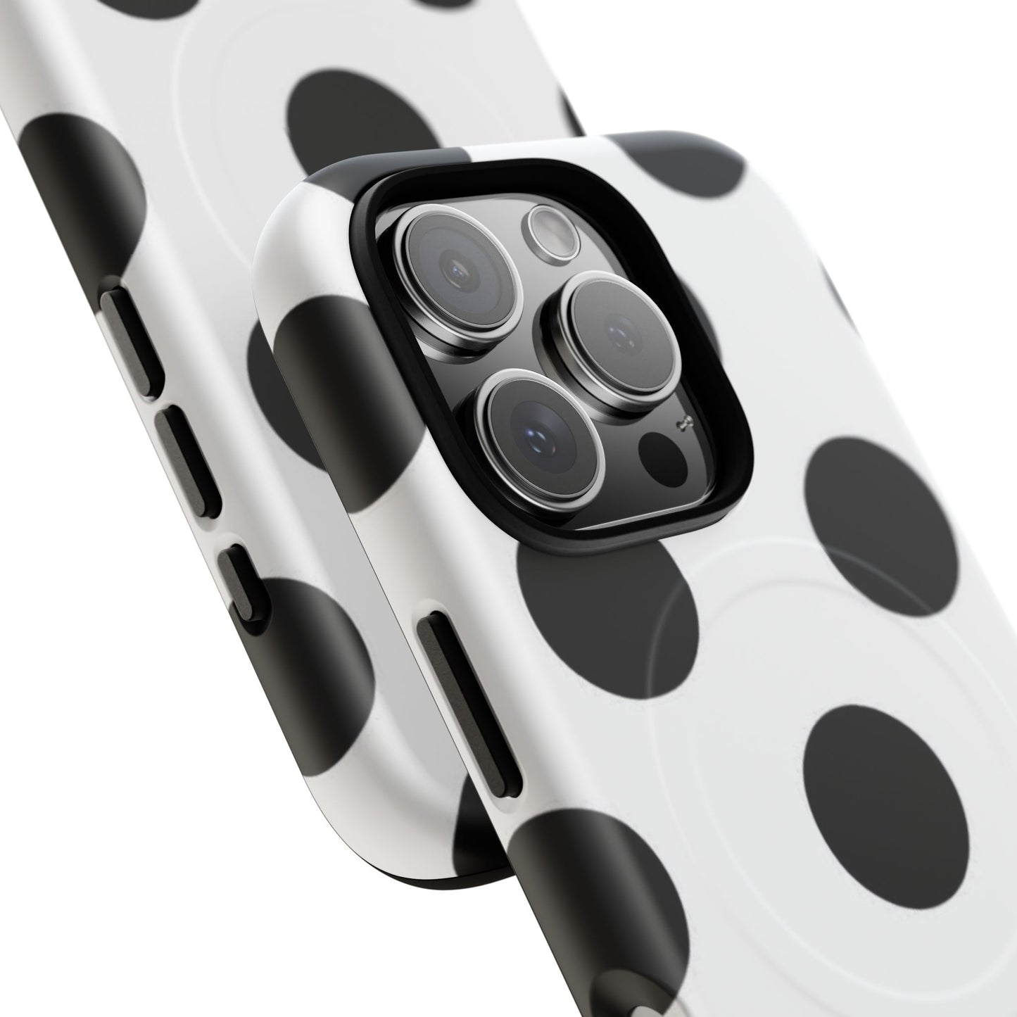 Polka Dot Magnetic Phone Case — Black & White Retro Dot Tough Case