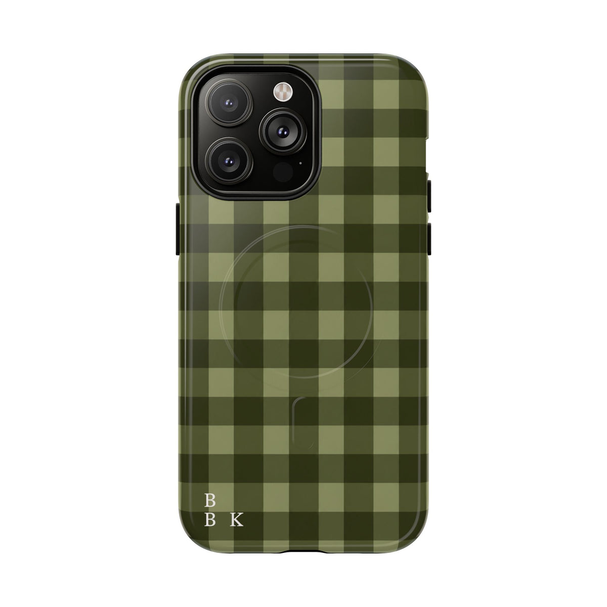 Green Buffalo Plaid Magnetic Phone Case — Tough Protective MagSafe-Compatible Case