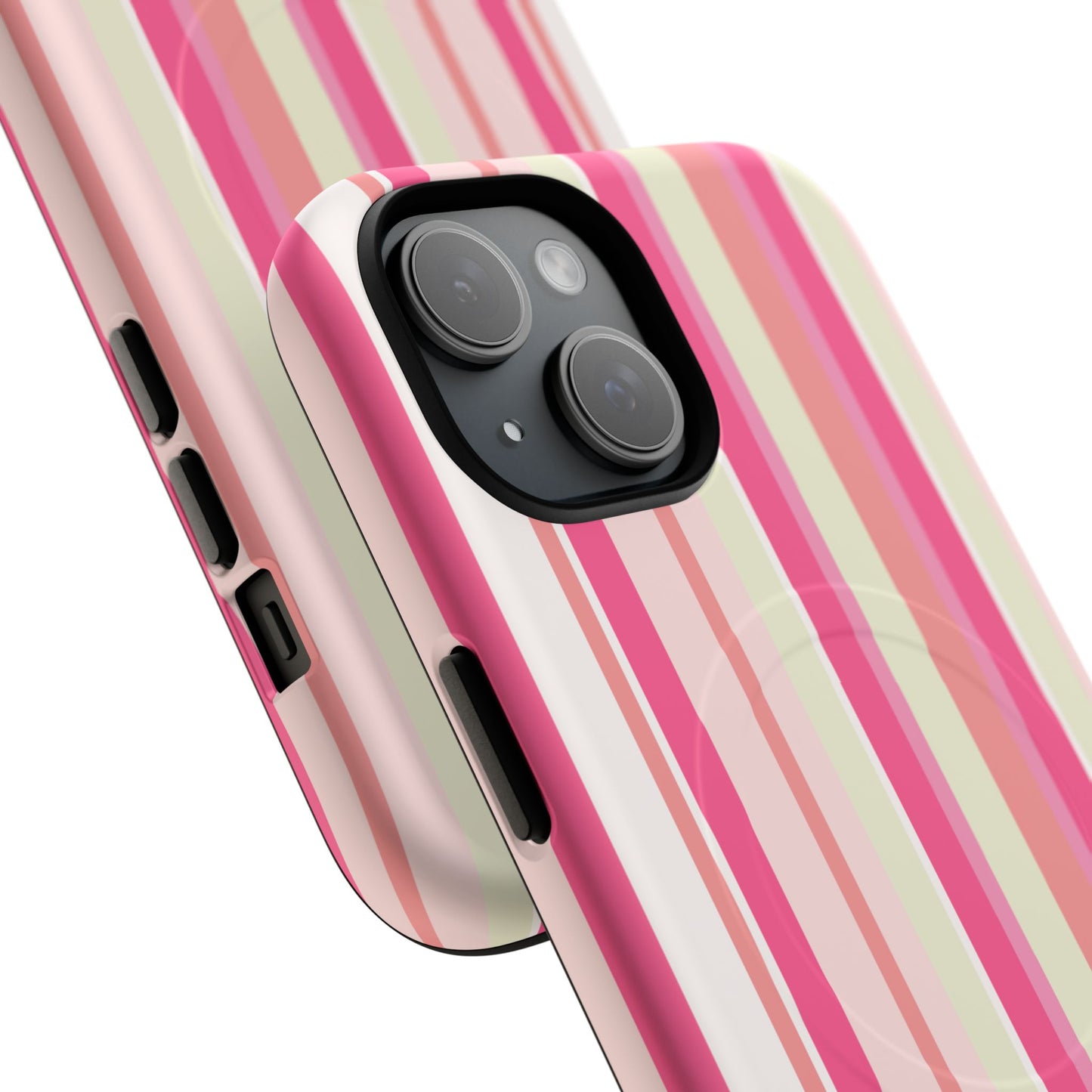 Magnetic Tough Case — Pink Striped Phone Cover (MagSafe Compatible)