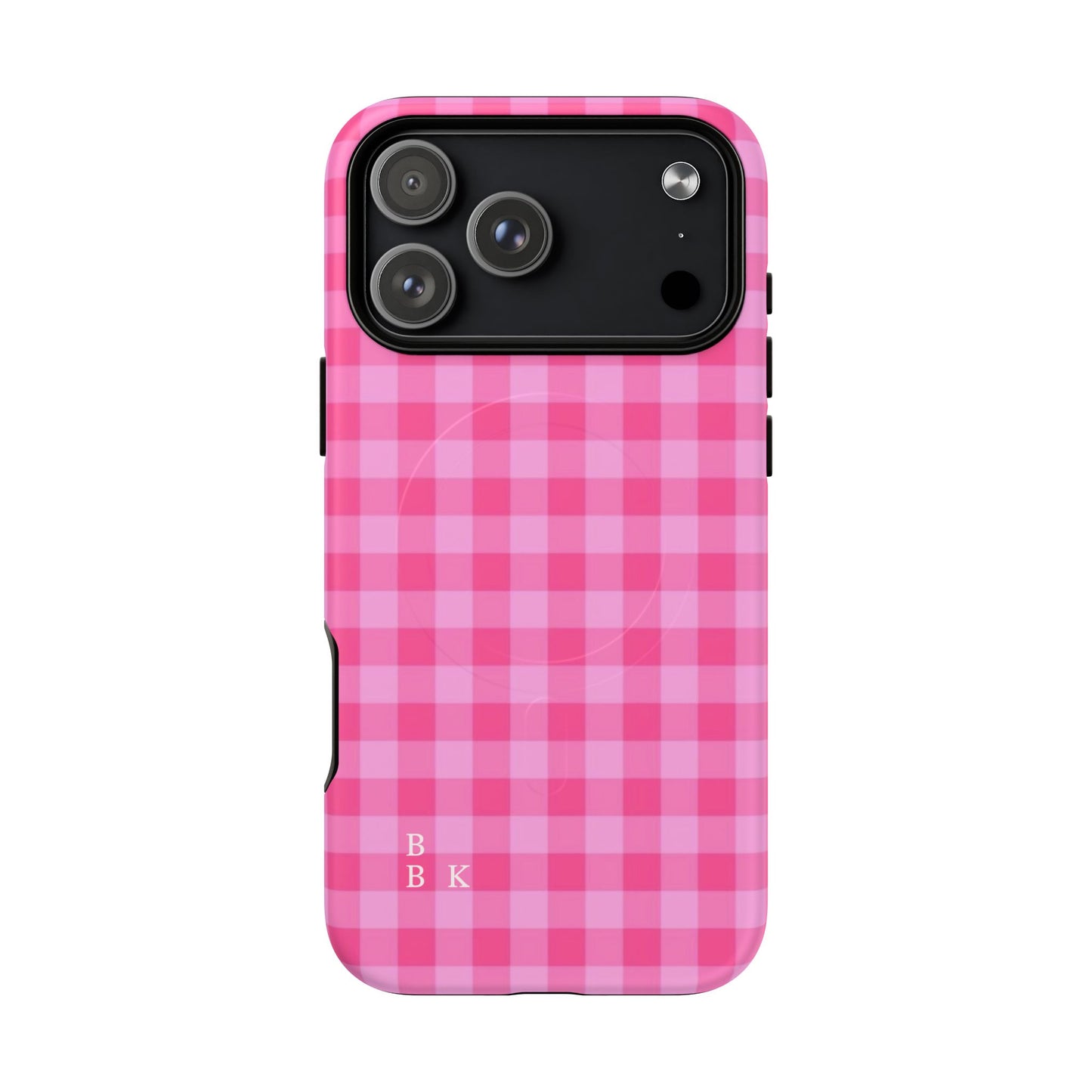 Pink Gingham Tough Magnetic Phone Case – Durable Checkered Design