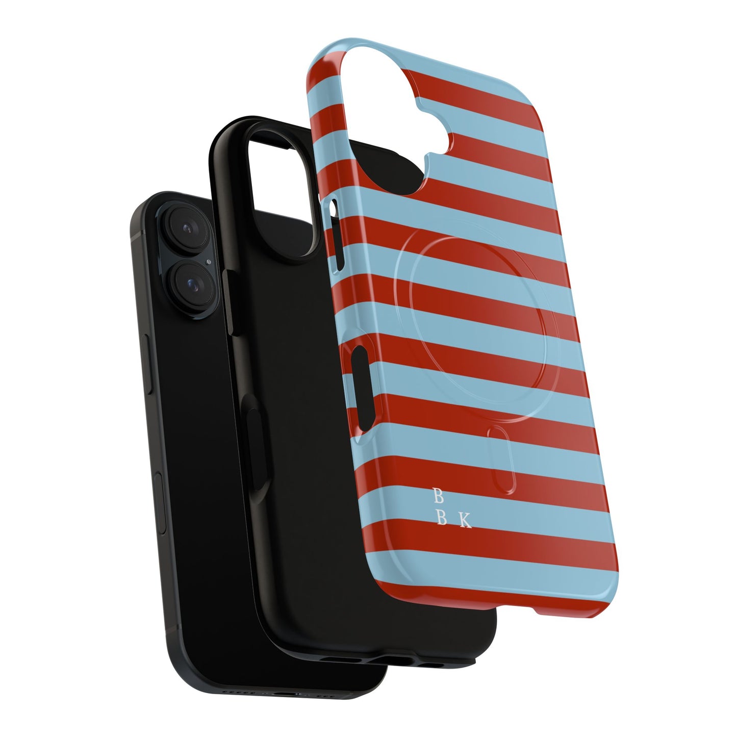 Striped Tough Magnetic Phone Case — Retro Red & Sky Blue