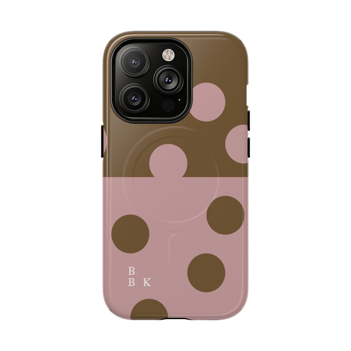 Pink + Yellow Polka Dot Magnetic Tough Case — Protective Magnetic Phone Case with 'BBK' Accent