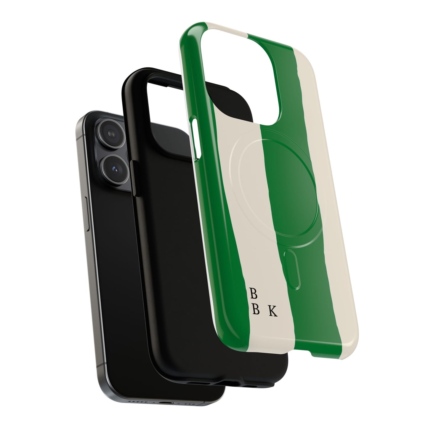 Green Stripe Tough Magnetic Phone Case — Custom Monogram BBK