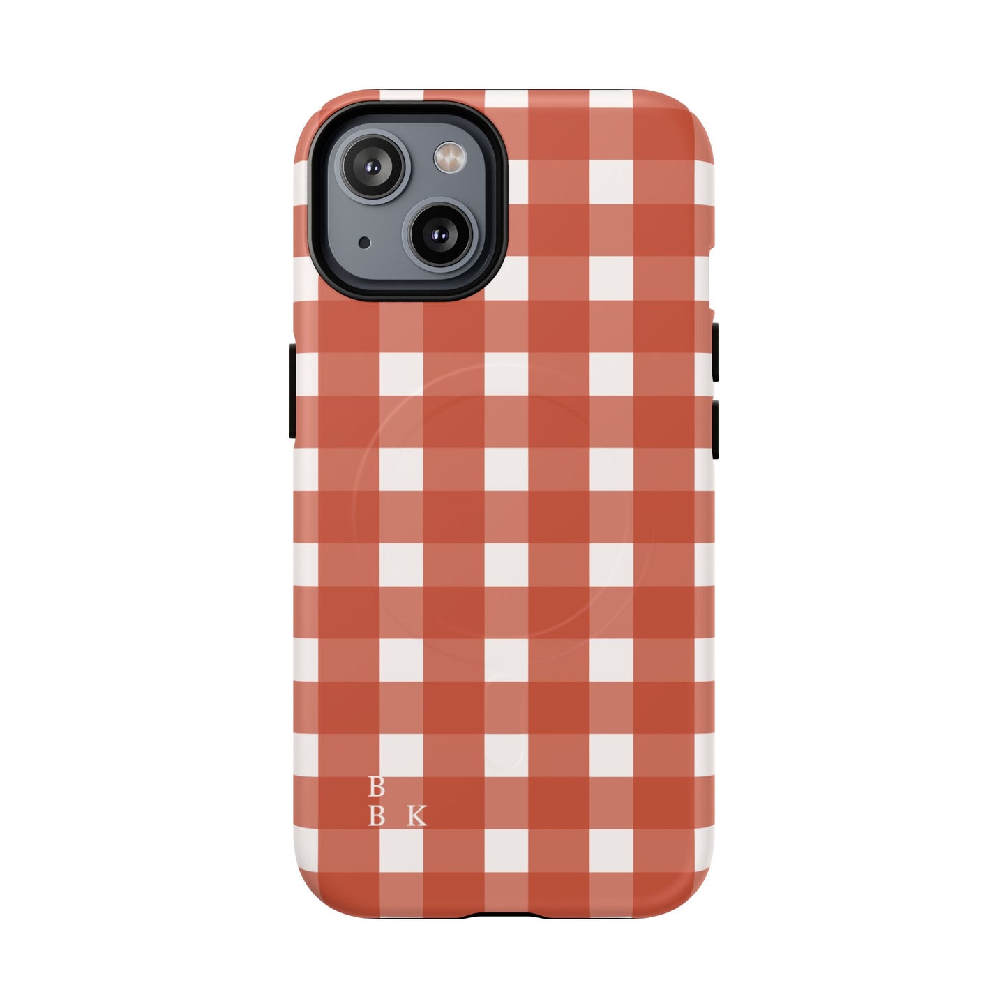 Burnt Orange Gingham Tough Magnetic Phone Case — Plaid Protective iPhone Cover