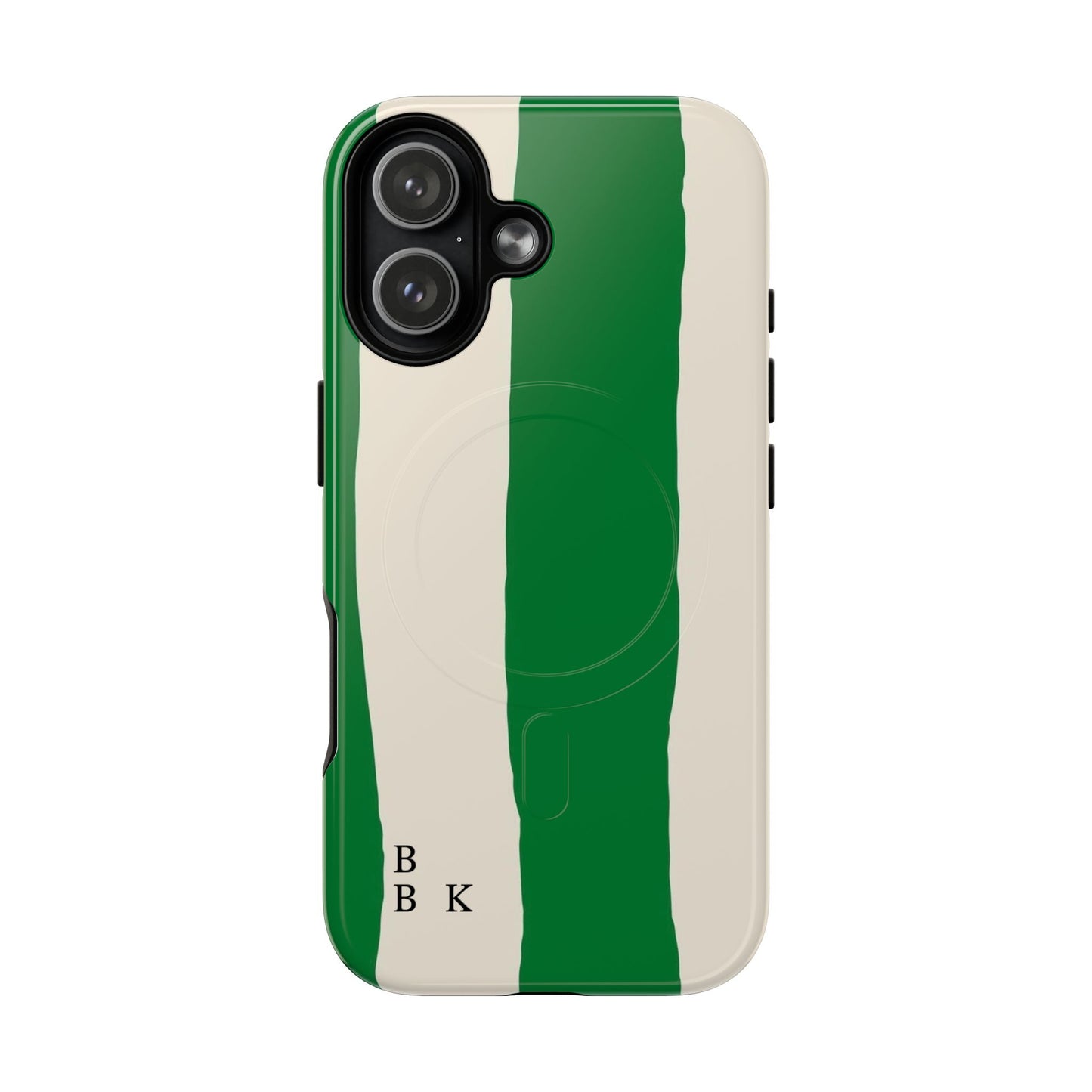 Green Stripe Tough Magnetic Phone Case — Custom Monogram BBK