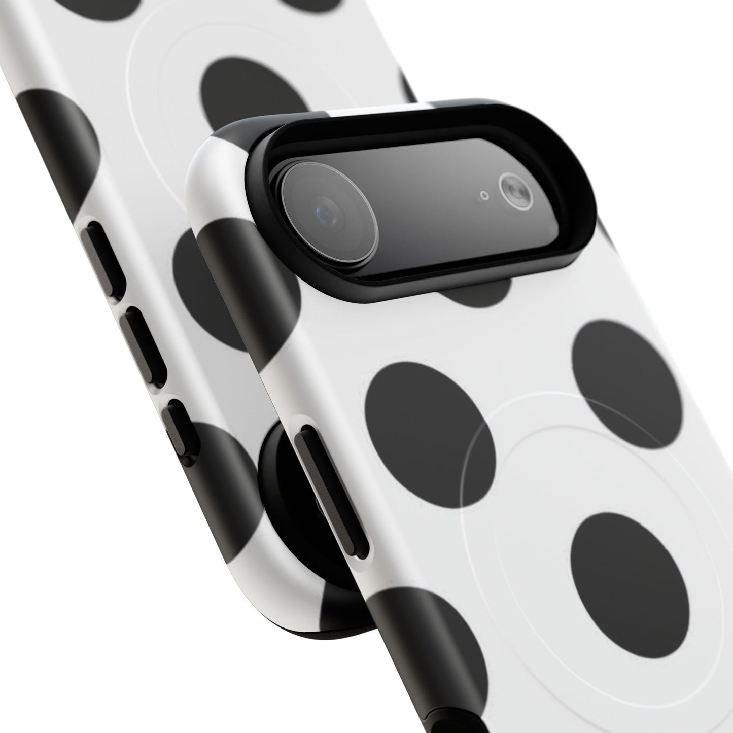Polka Dot Magnetic Phone Case — Black & White Retro Dot Tough Case