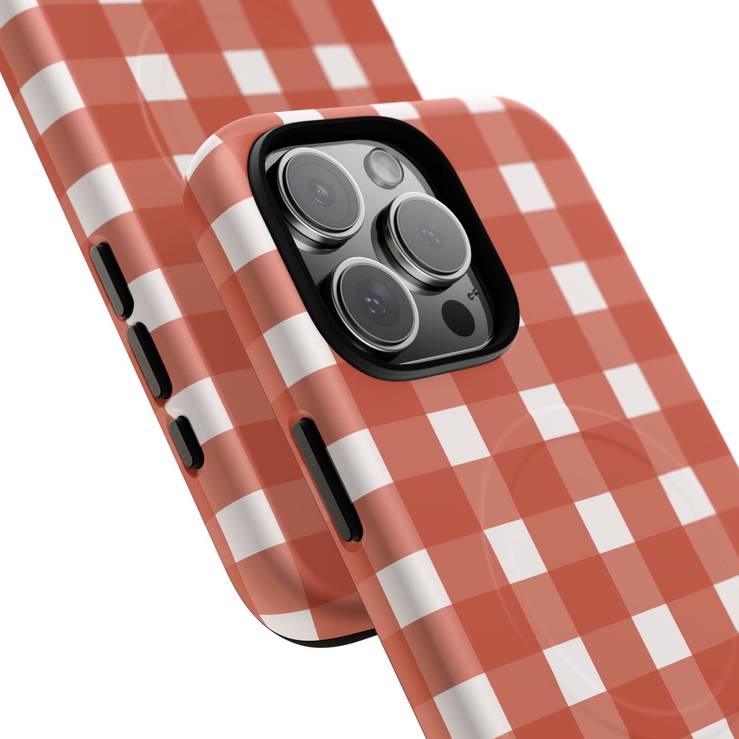 Burnt Orange Gingham Tough Magnetic Phone Case — Plaid Protective iPhone Cover