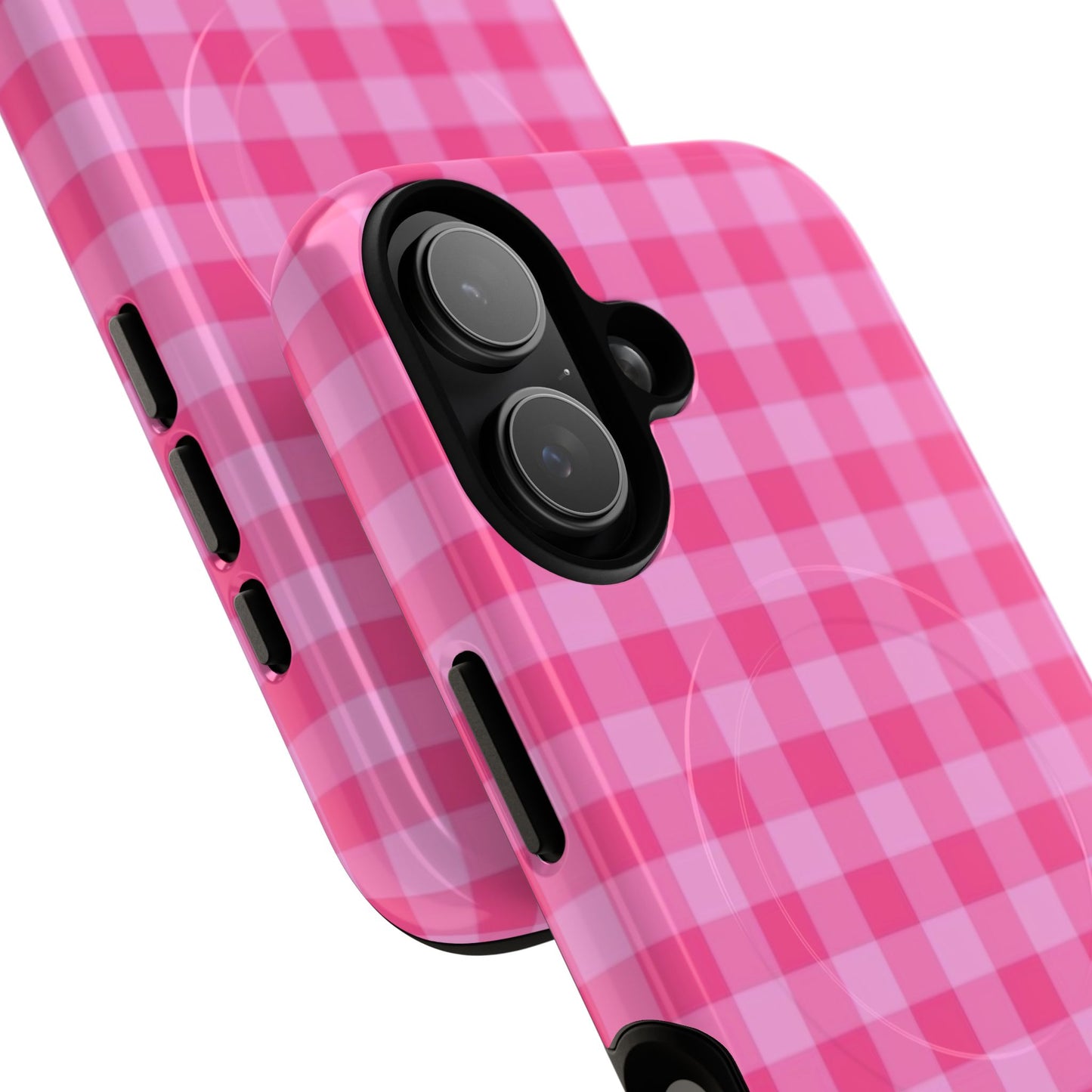 Pink Gingham Tough Magnetic Phone Case – Durable Checkered Design