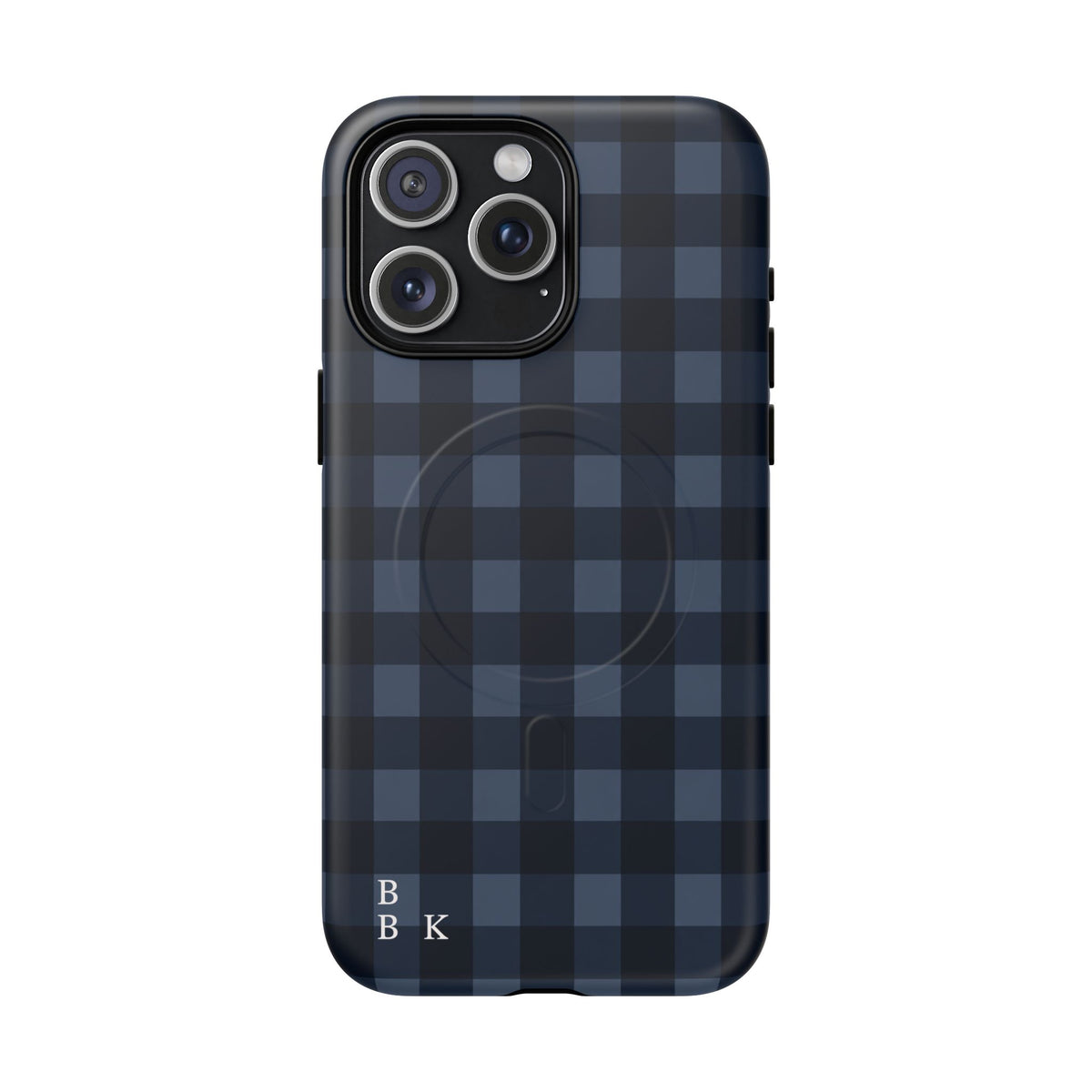 Plaid Magnetic Phone Case — Navy Buffalo Check Tough MagSafe-Compatible Case