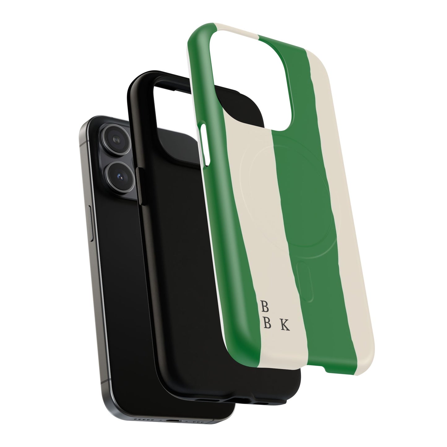 Green Stripe Tough Magnetic Phone Case — Custom Monogram BBK