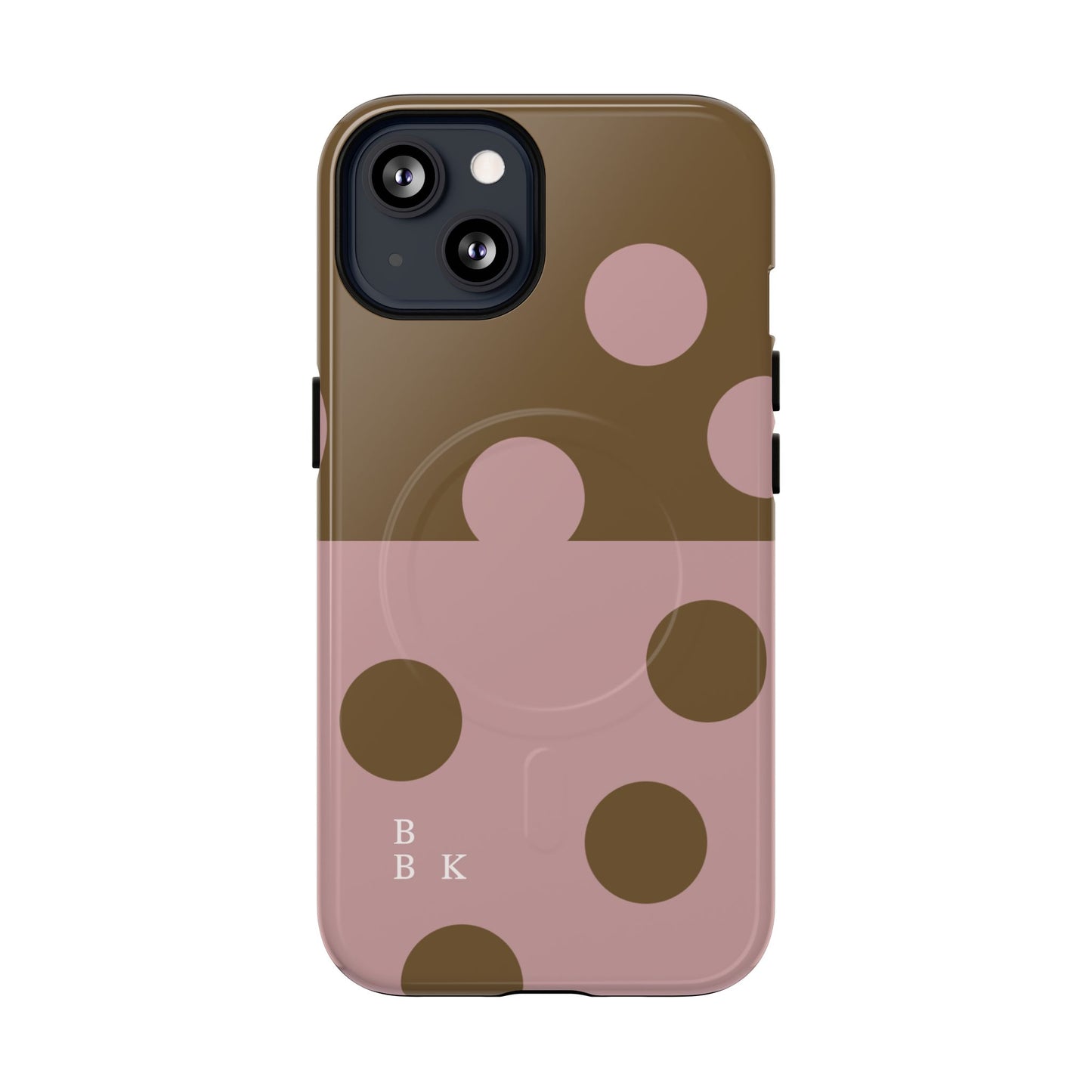Pink + Yellow Polka Dot Magnetic Tough Case — Protective Magnetic Phone Case with 'BBK' Accent