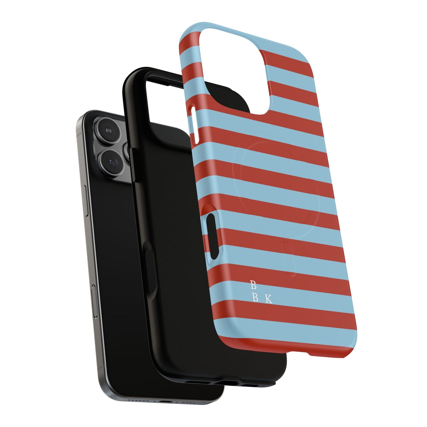Striped Tough Magnetic Phone Case — Retro Red & Sky Blue