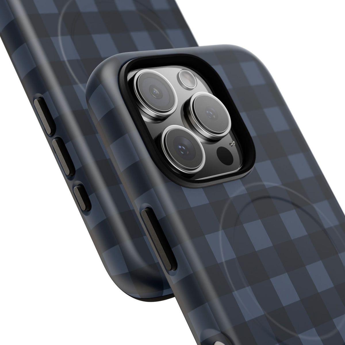 Plaid Magnetic Phone Case — Navy Buffalo Check Tough MagSafe-Compatible Case