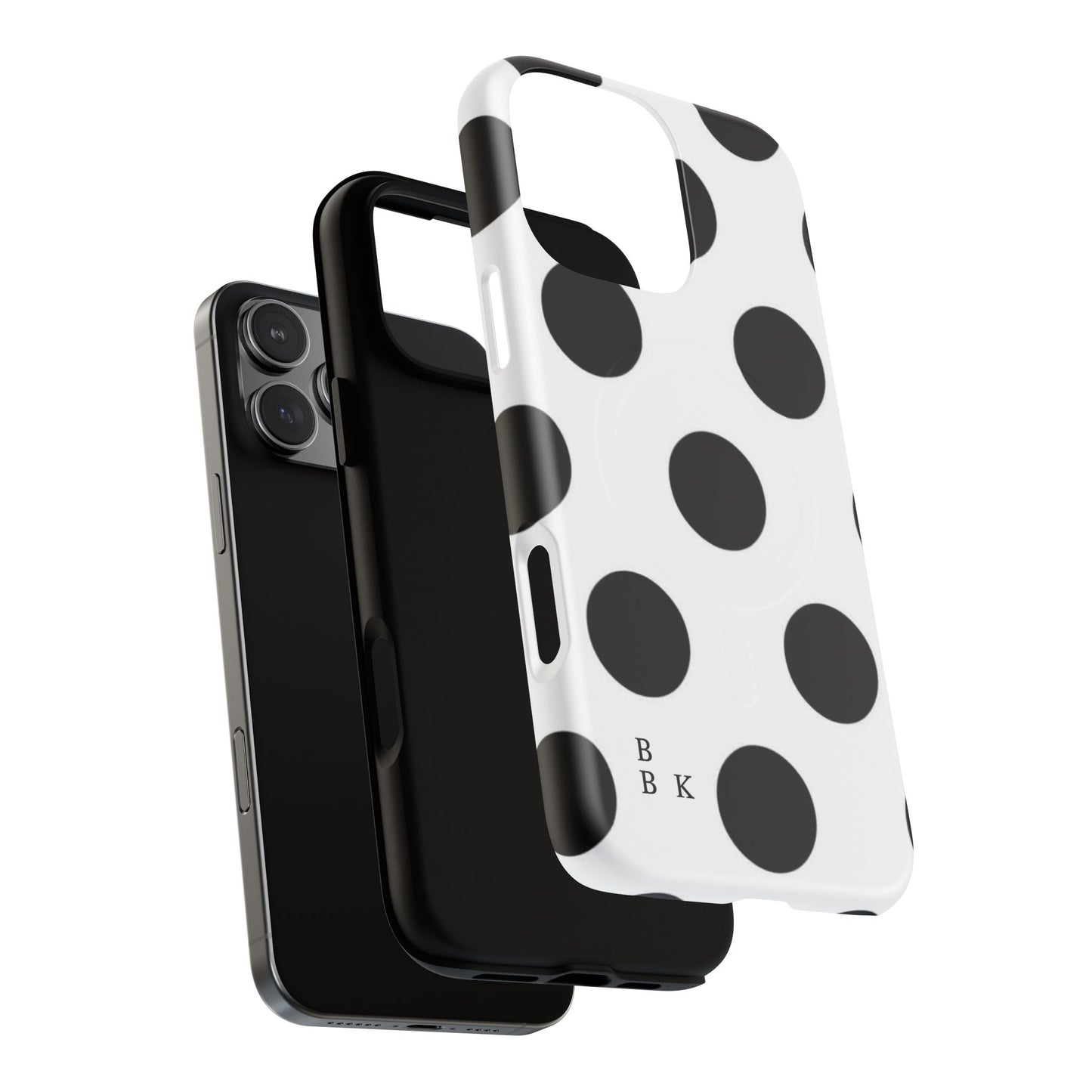 Polka Dot Magnetic Phone Case — Black & White Retro Dot Tough Case