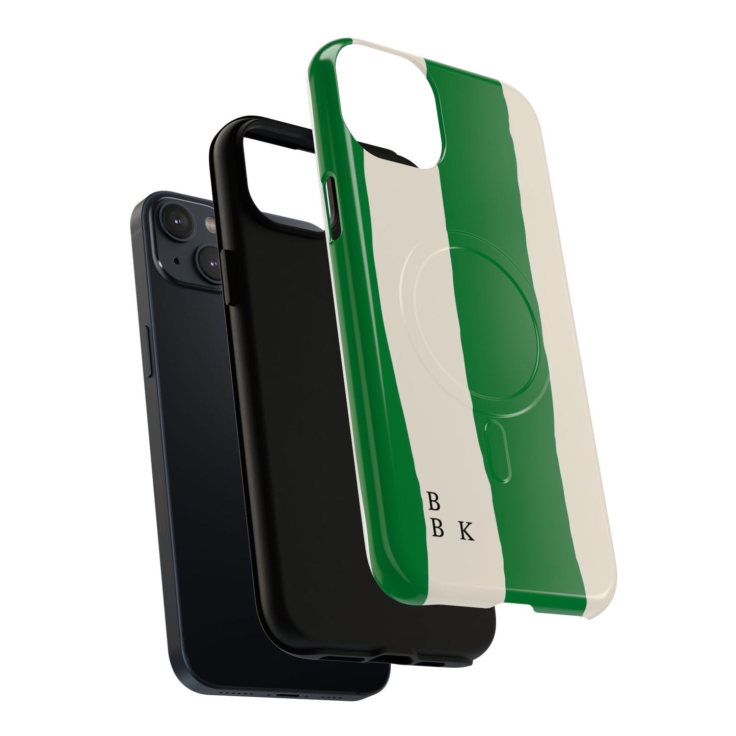 Green Stripe Tough Magnetic Phone Case — Custom Monogram BBK