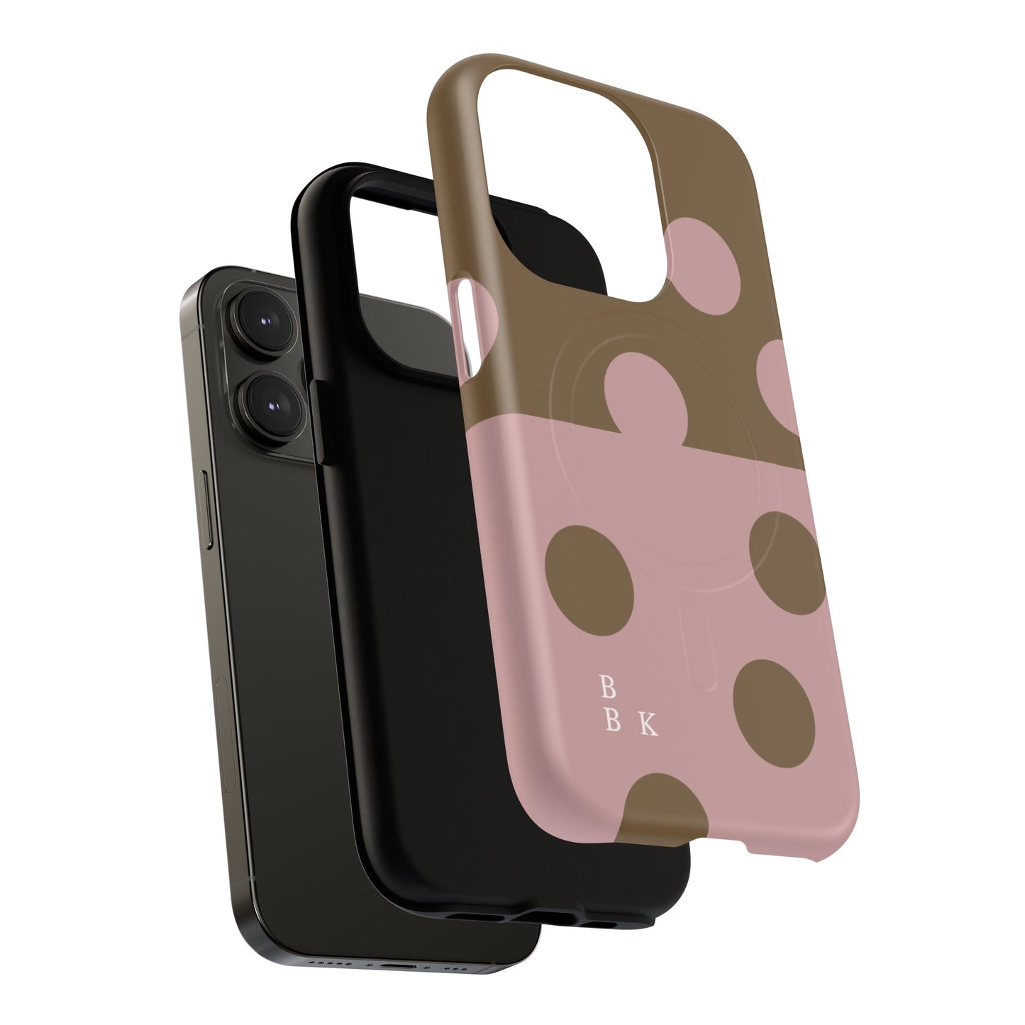 Pink + Yellow Polka Dot Magnetic Tough Case — Protective Magnetic Phone Case with 'BBK' Accent