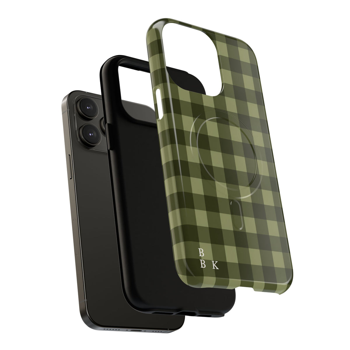 Green Buffalo Plaid Magnetic Phone Case — Tough Protective MagSafe-Compatible Case