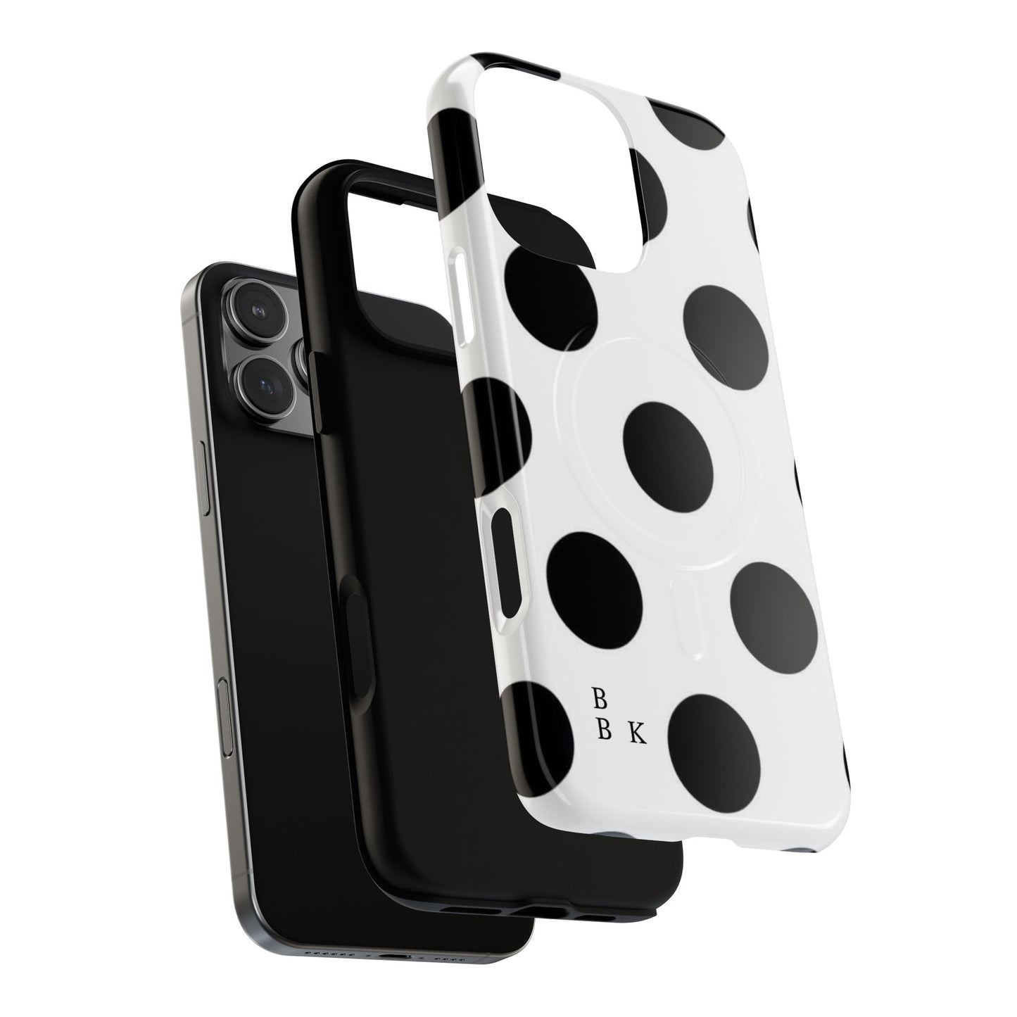 Polka Dot Magnetic Phone Case — Black & White Retro Dot Tough Case