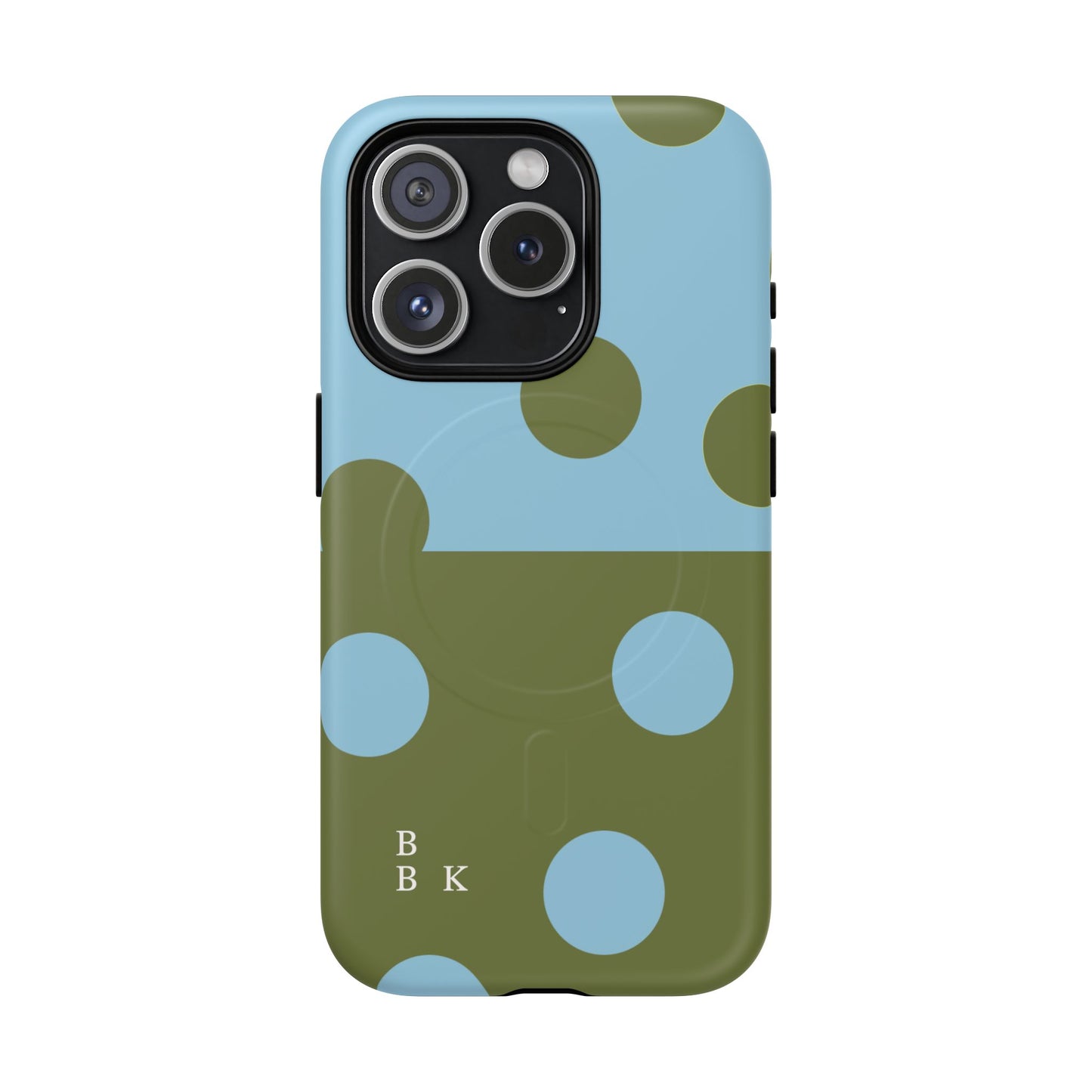 Polka Dot Magnetic Phone Case — Blue & Olive Protective Snap-On Cover