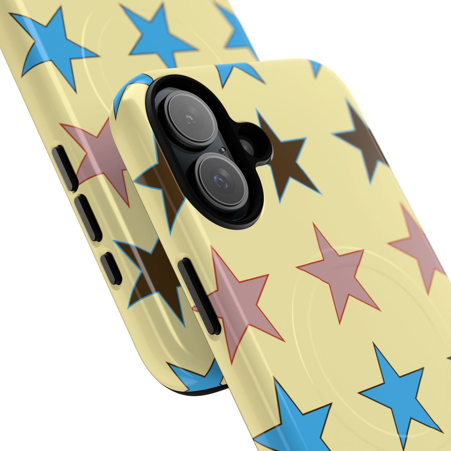 Star Pattern Tough Magnetic Phone Case — Colorful Retro Stars Protective Cover