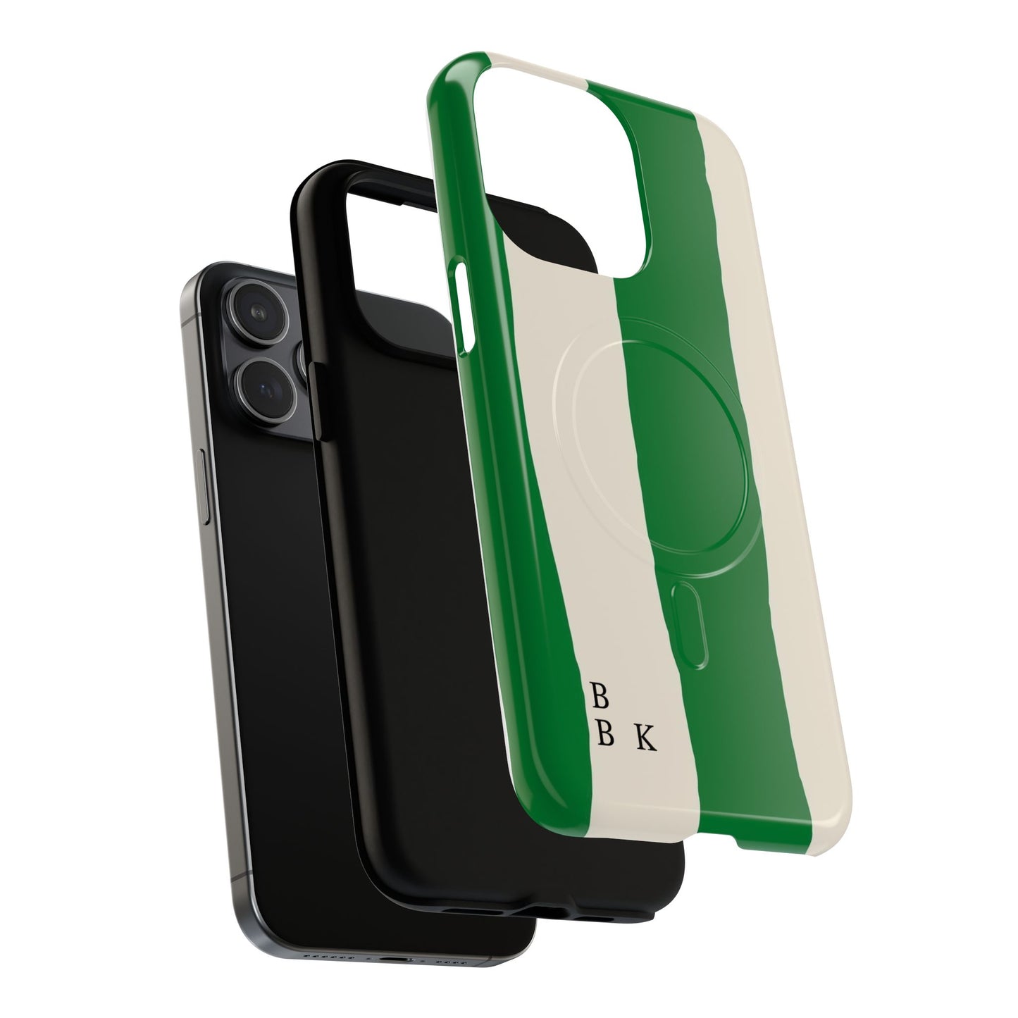 Green Stripe Tough Magnetic Phone Case — Custom Monogram BBK