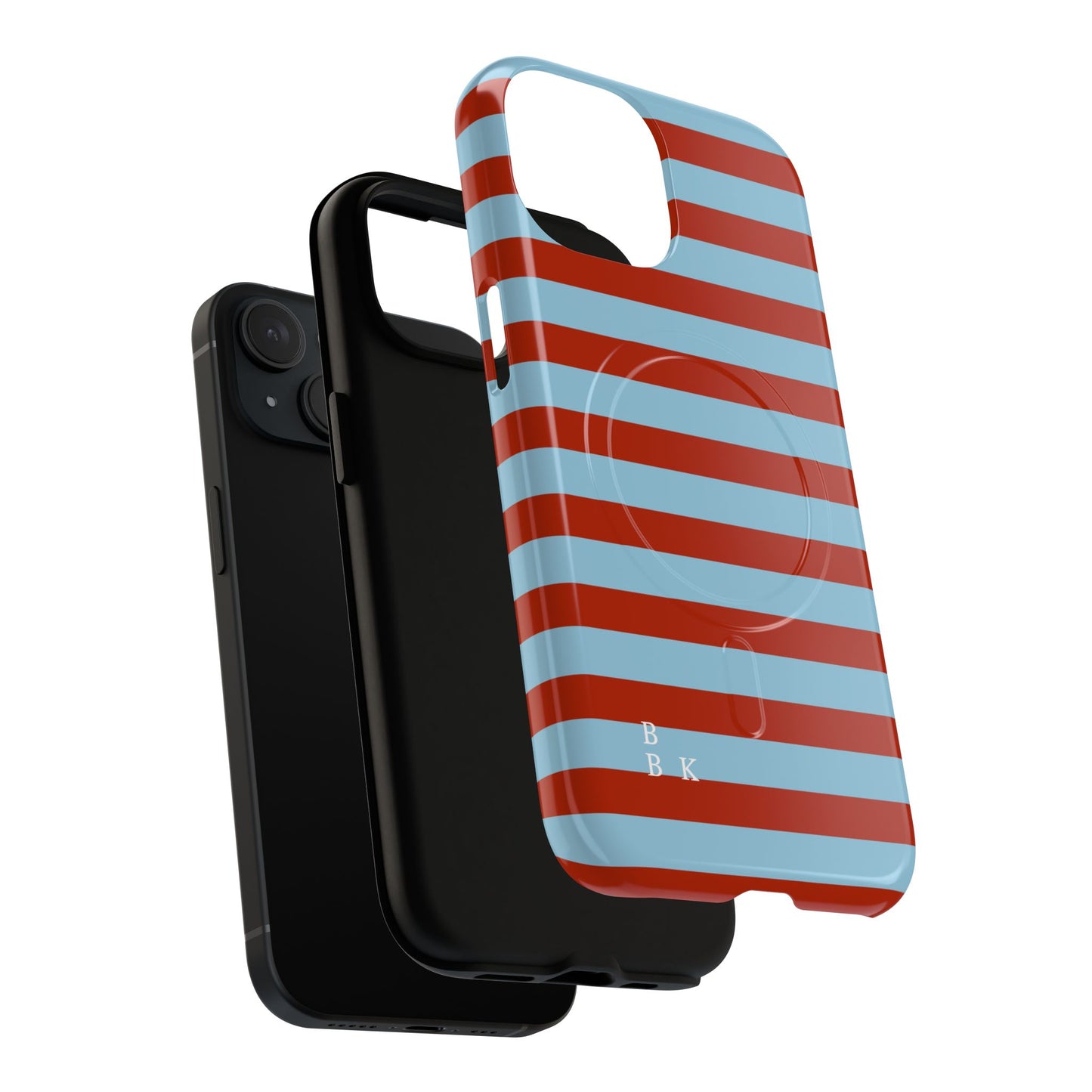 Striped Tough Magnetic Phone Case — Retro Red & Sky Blue