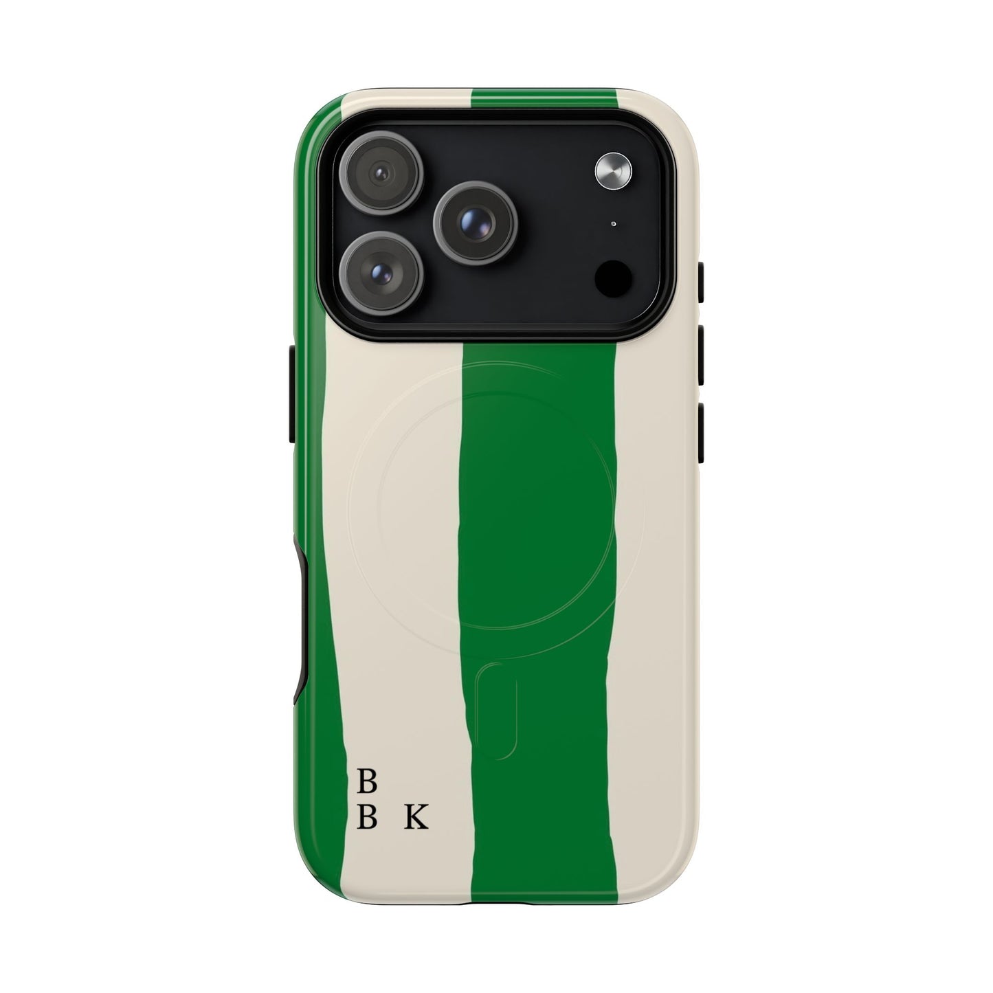 Green Stripe Tough Magnetic Phone Case — Custom Monogram BBK