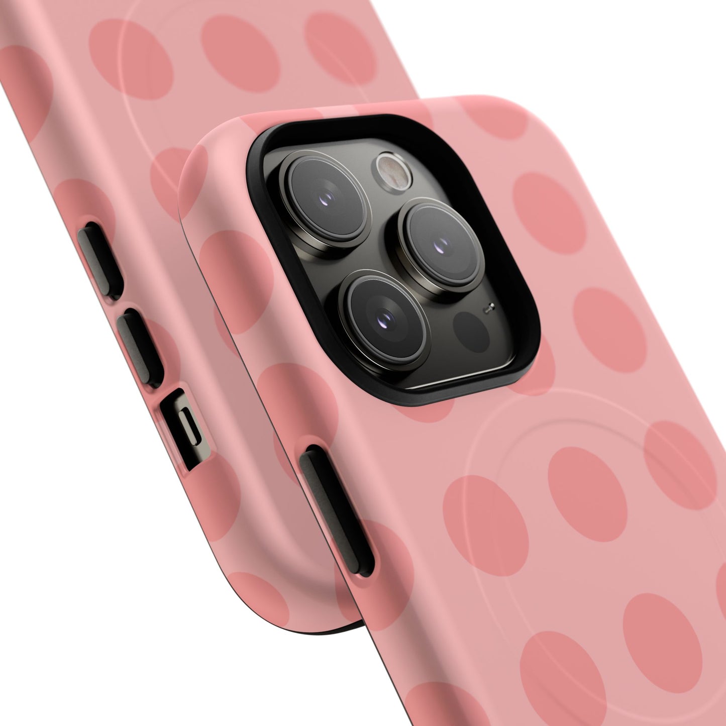 Magnetic Phone Case — Pink Polka Dot Tough Protective Cover