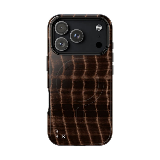 MagSafe Phone Case — Brown Croc Pattern Tough Magnetic Case
