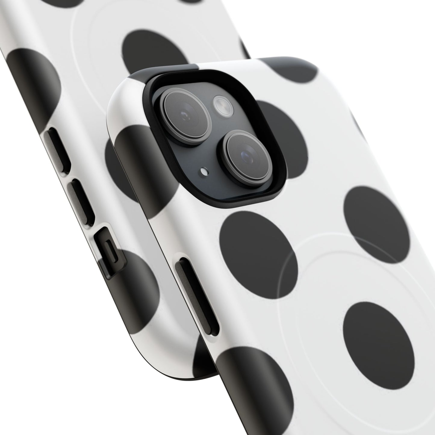 Polka Dot Magnetic Phone Case — Black & White Retro Dot Tough Case