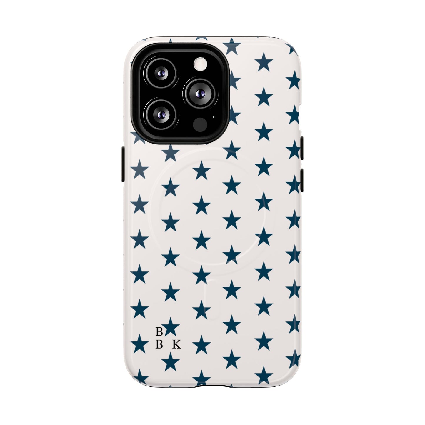 Star Pattern Tough Magnetic Phone Case — Navy Stars on White