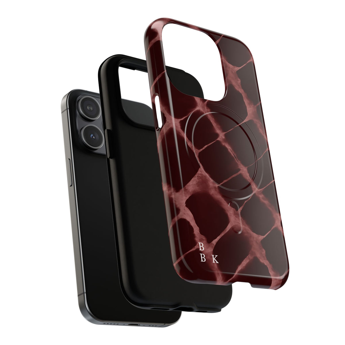 Magnetic Phone Case — Burgundy Marble Tough Protective Cover