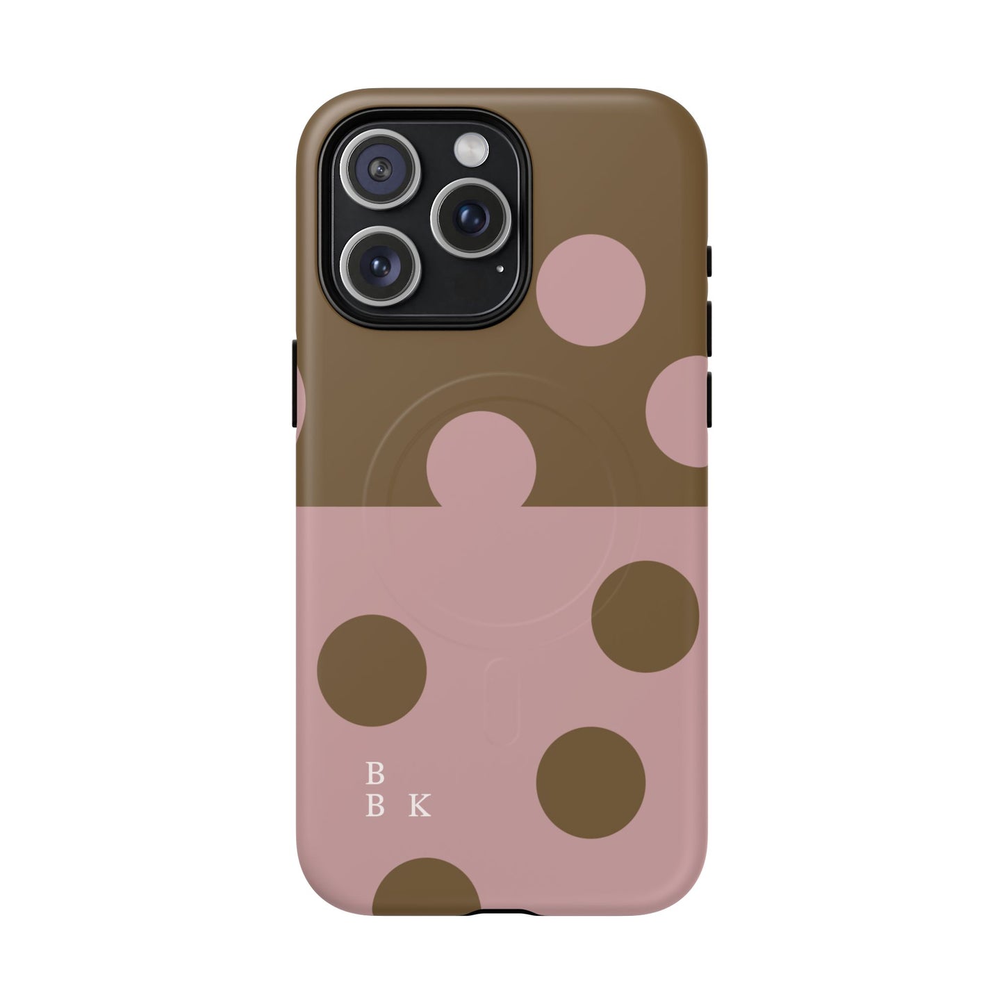 Pink + Yellow Polka Dot Magnetic Tough Case — Protective Magnetic Phone Case with 'BBK' Accent