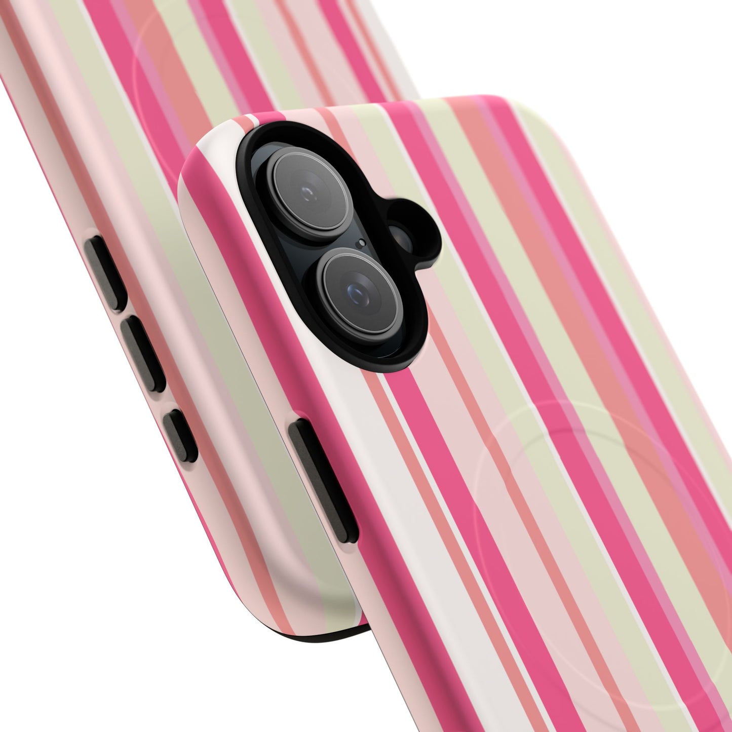 Magnetic Tough Case — Pink Striped Phone Cover (MagSafe Compatible)