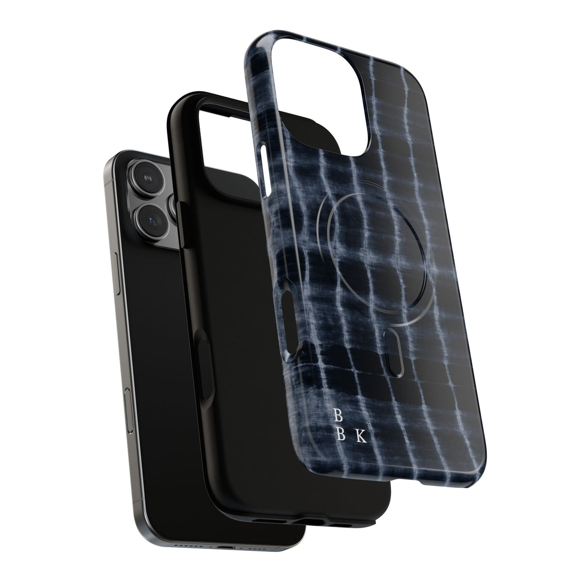Magnetic Phone Case — Black Tie-Dye Tough Protective Cover with MagSafe