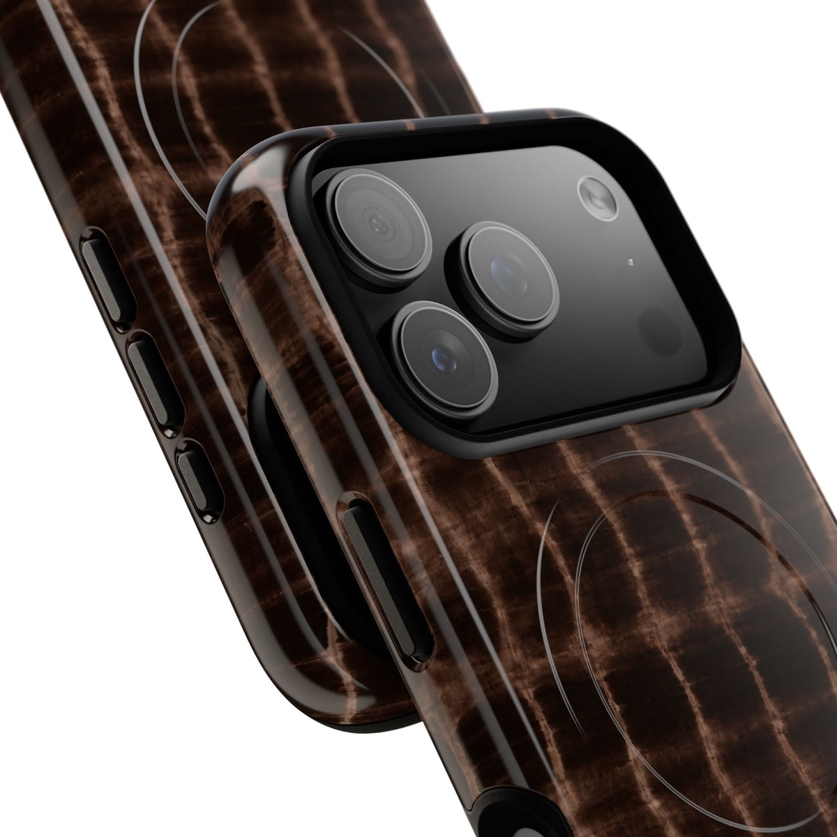 MagSafe Phone Case — Brown Croc Pattern Tough Magnetic Case