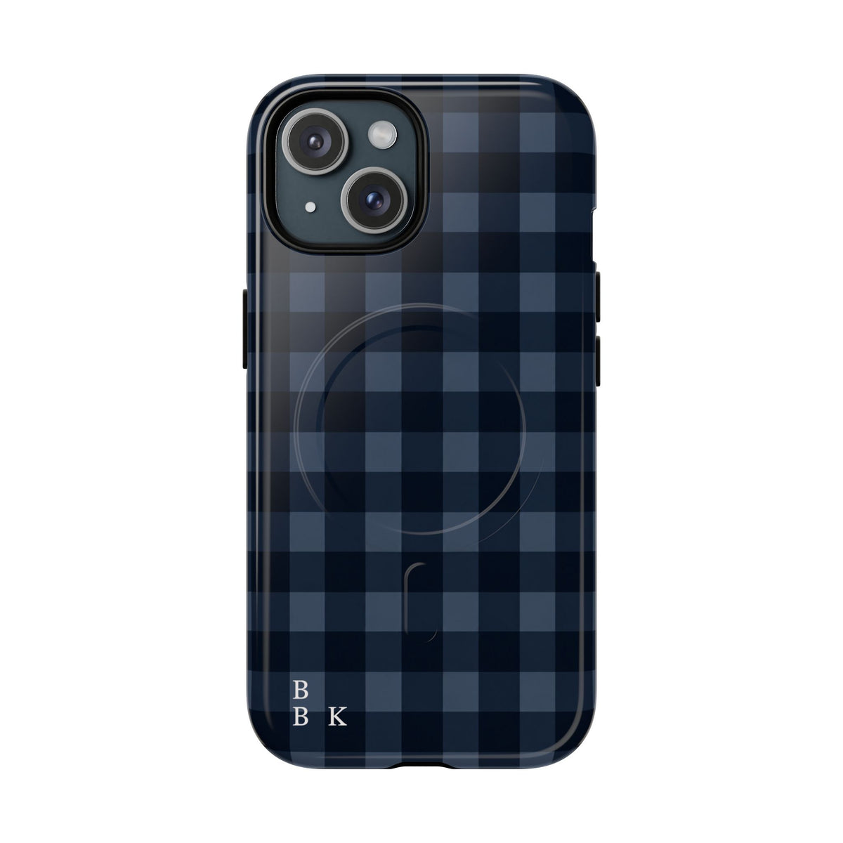 Plaid Magnetic Phone Case — Navy Buffalo Check Tough MagSafe-Compatible Case
