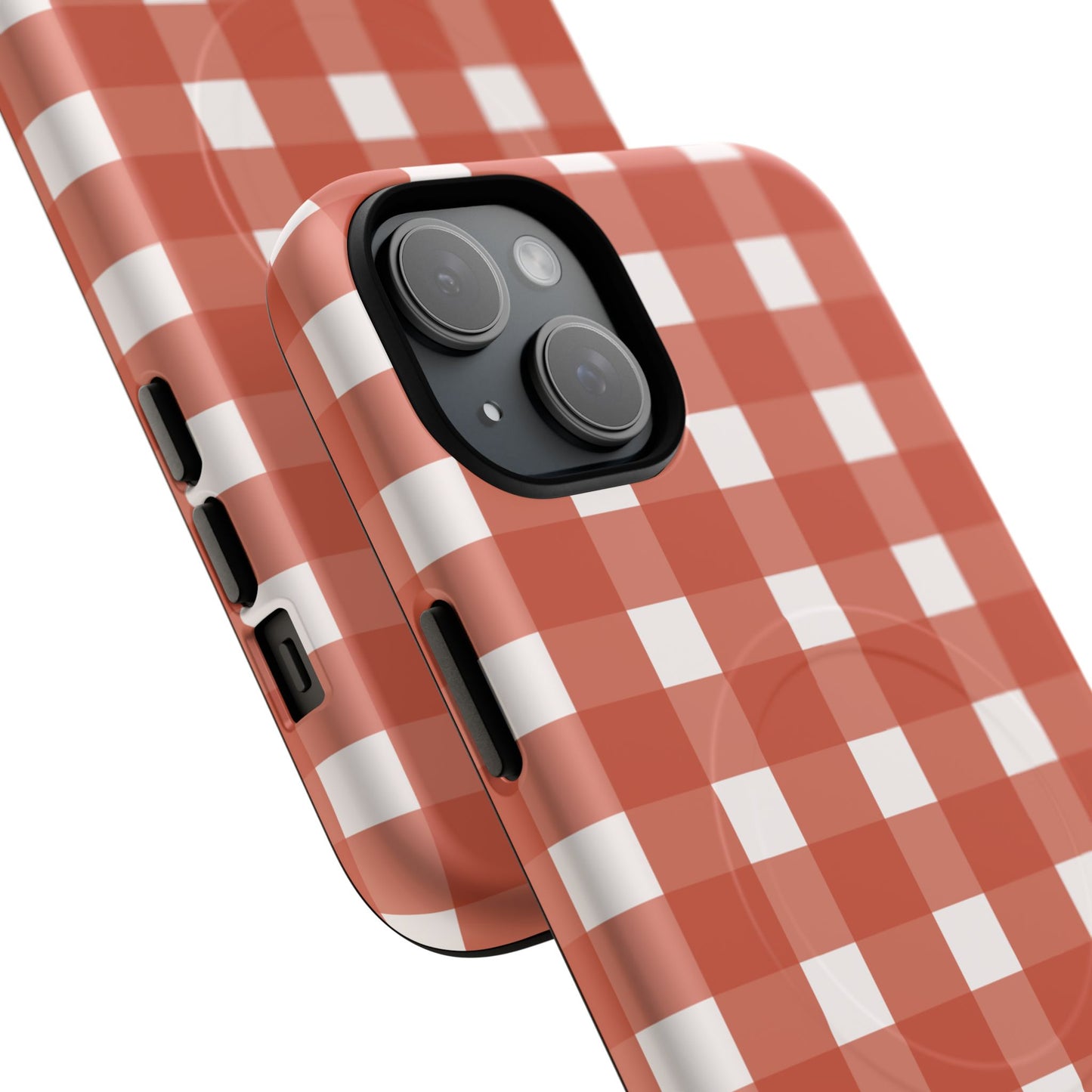 Burnt Orange Gingham Tough Magnetic Phone Case — Plaid Protective iPhone Cover