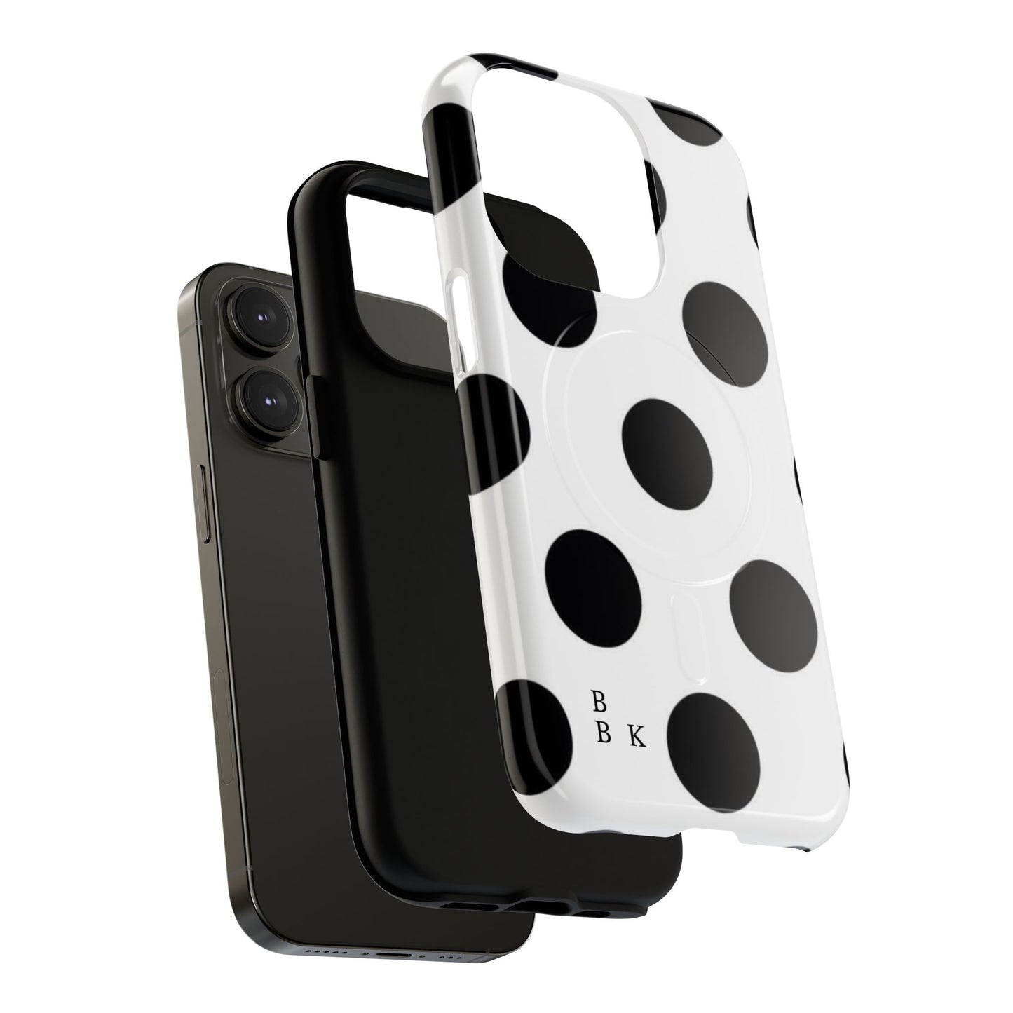Polka Dot Magnetic Phone Case — Black & White Retro Dot Tough Case