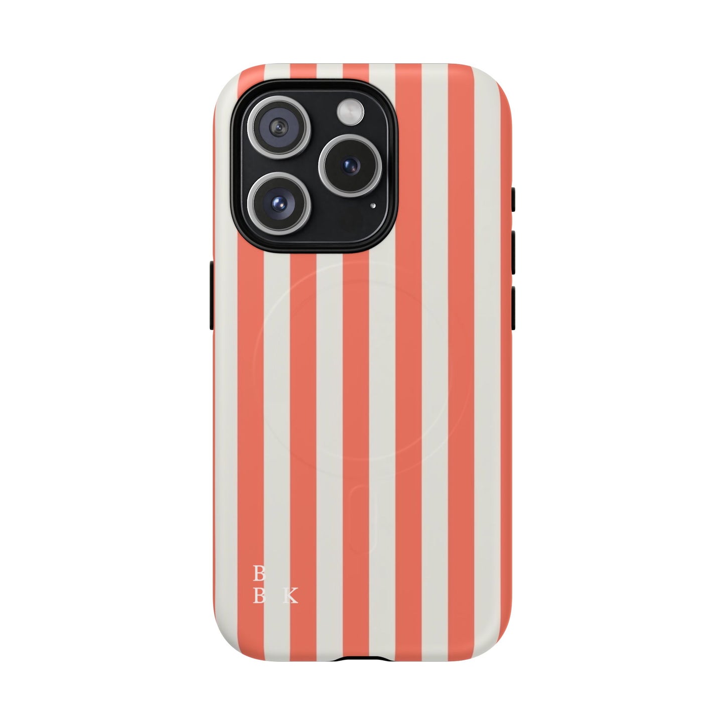 Striped Coral Magnetic Phone Case — Slim Protective Case with Vertical Red-White Stripes