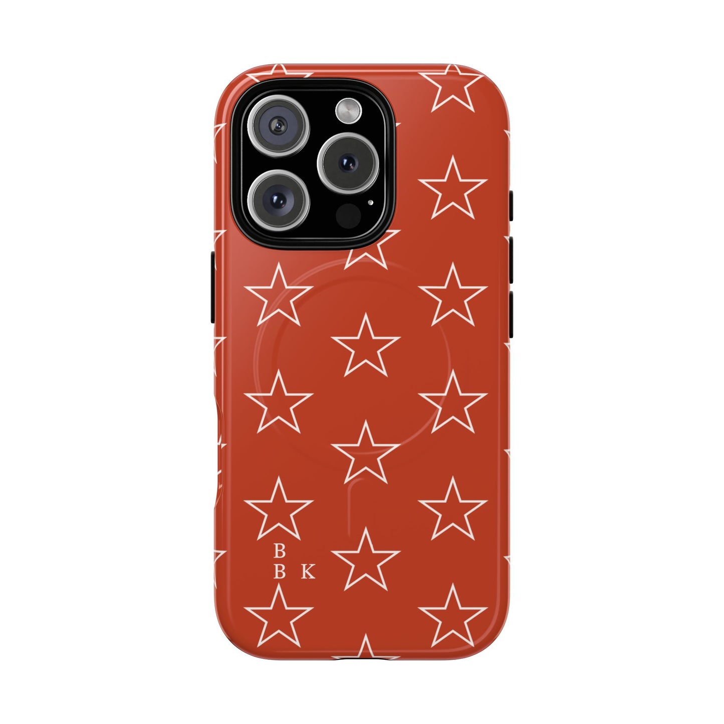 Star Pattern Tough Magnetic Phone Case — Rust Red Protective iPhone Cover