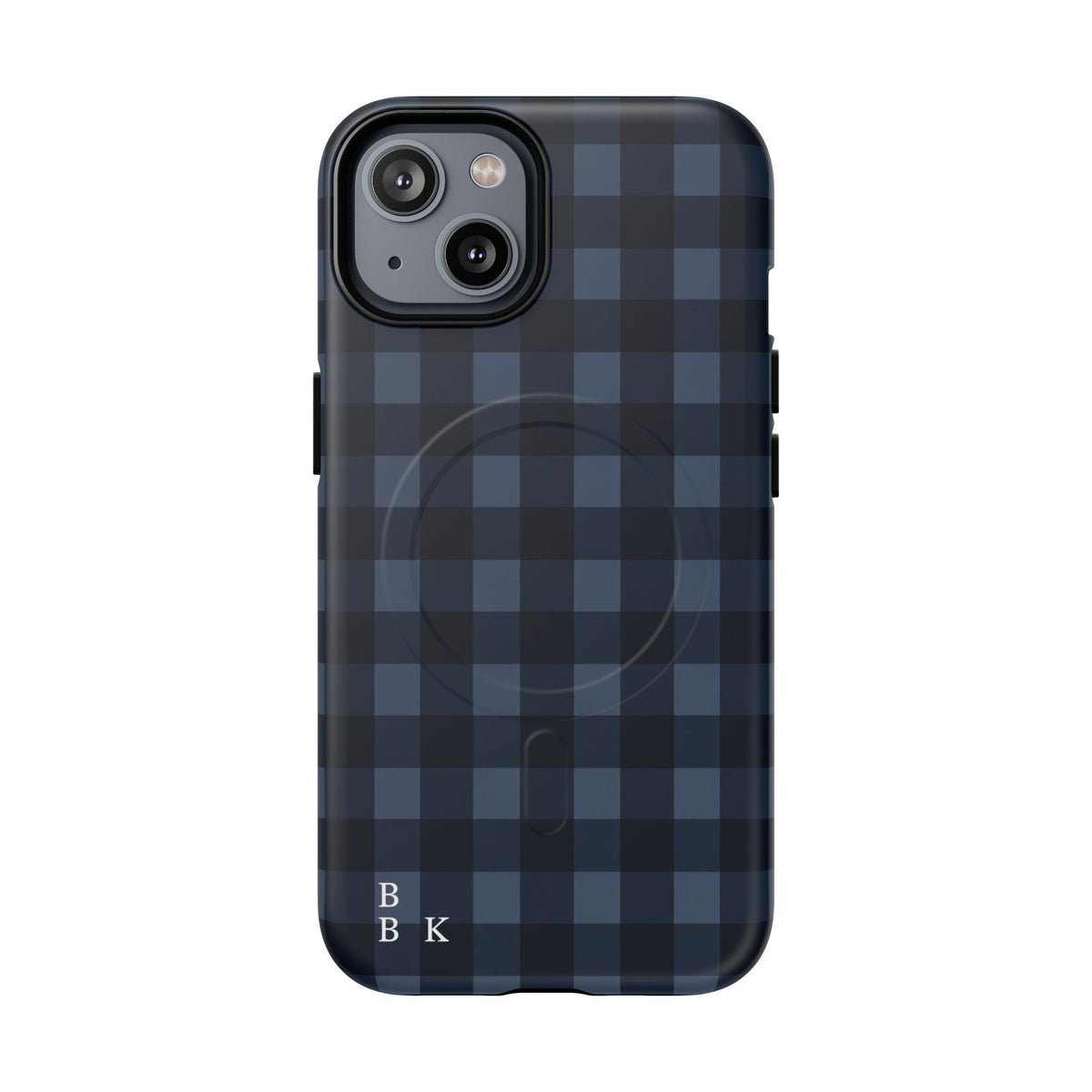 Plaid Magnetic Phone Case — Navy Buffalo Check Tough MagSafe-Compatible Case