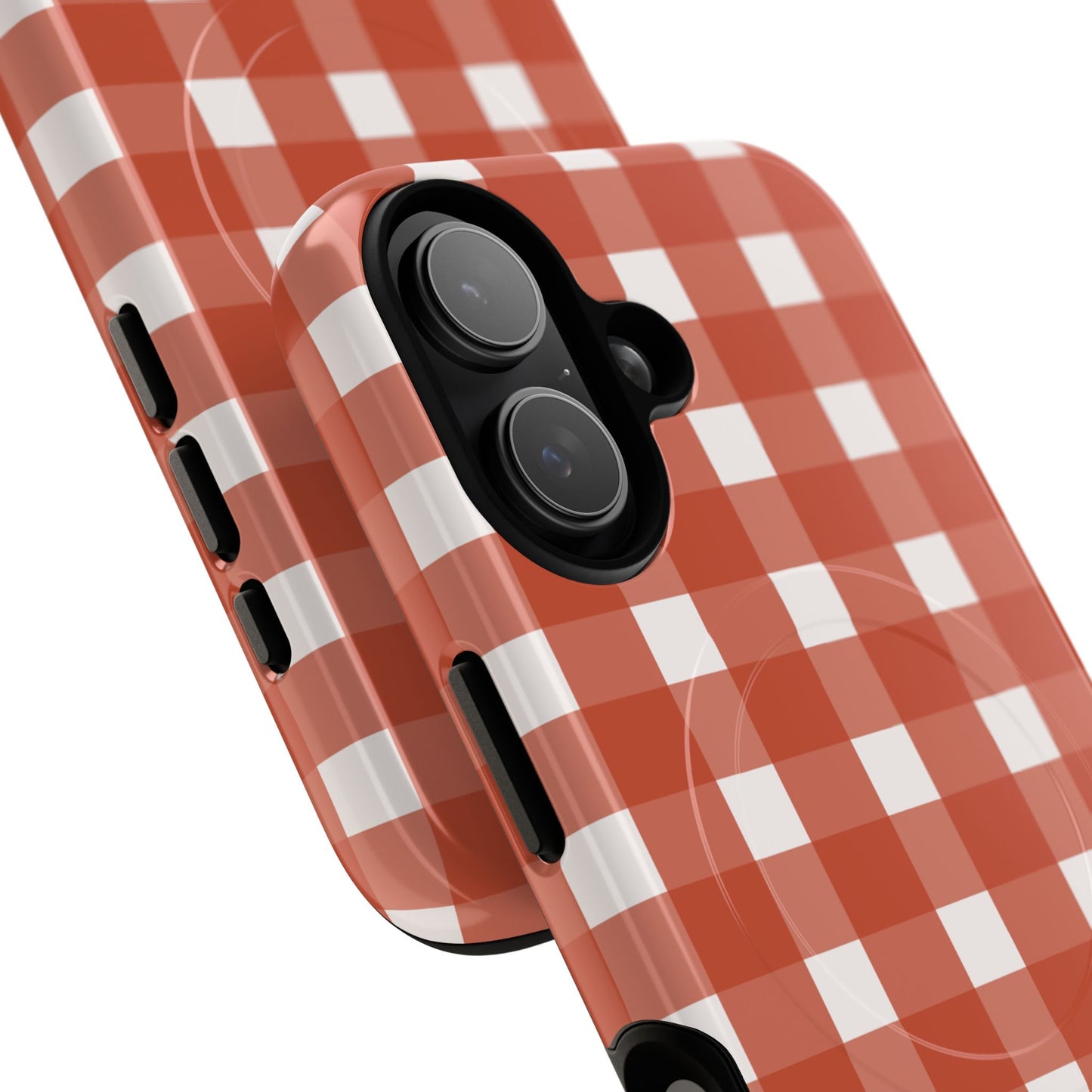 Burnt Orange Gingham Tough Magnetic Phone Case — Plaid Protective iPhone Cover
