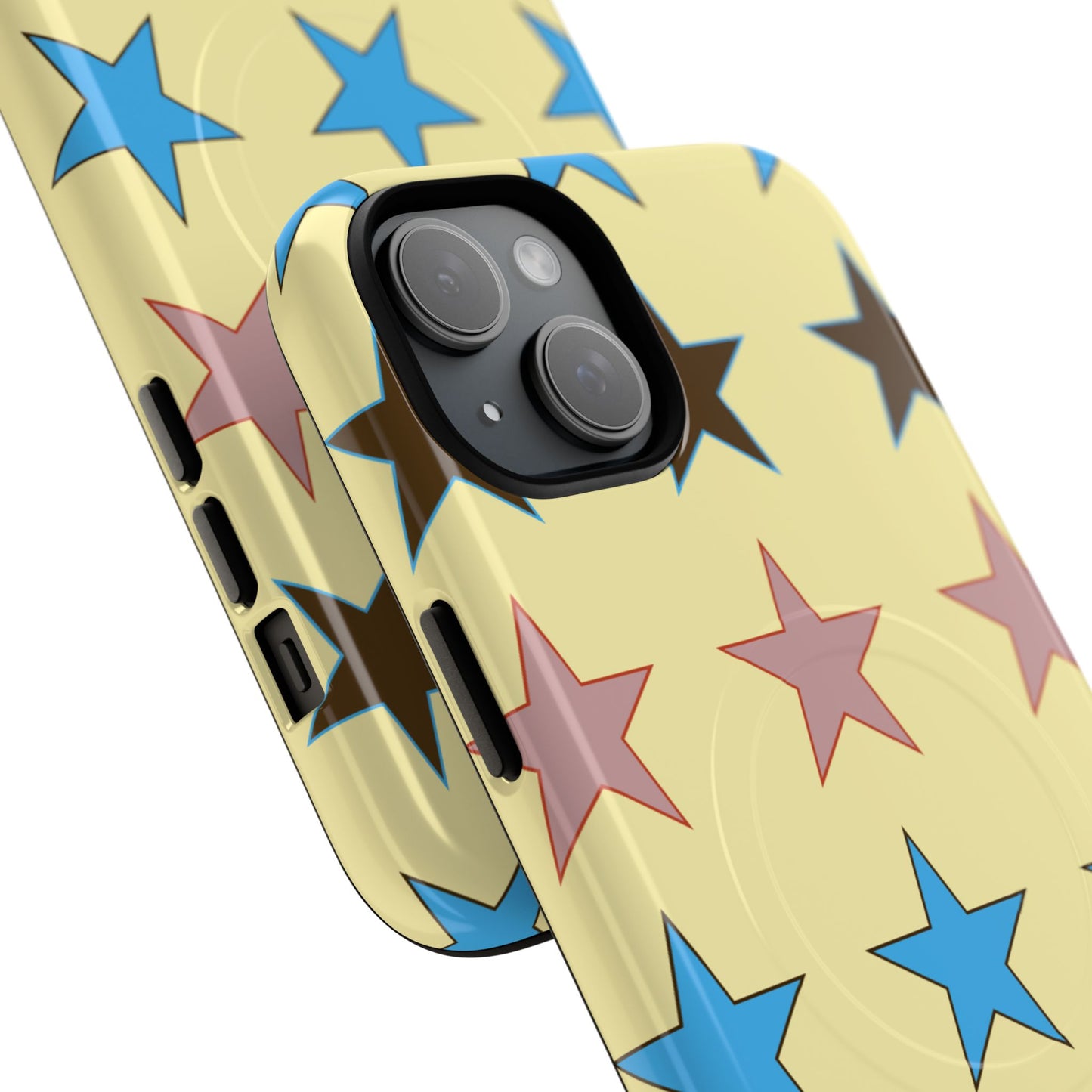 Star Pattern Tough Magnetic Phone Case — Colorful Retro Stars Protective Cover