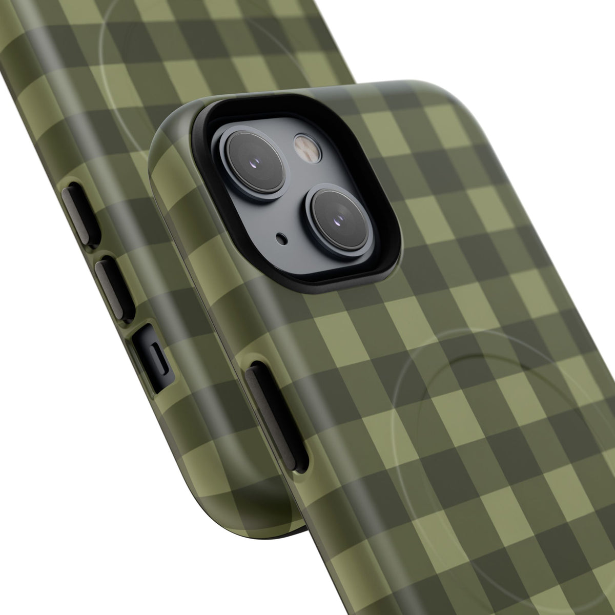 Green Buffalo Plaid Magnetic Phone Case — Tough Protective MagSafe-Compatible Case