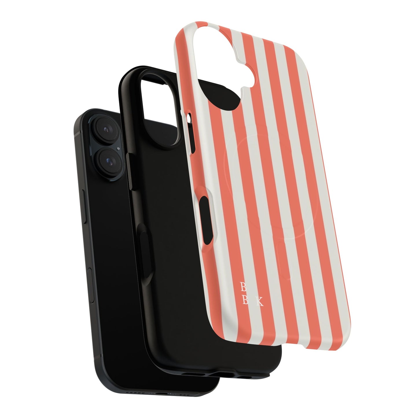 Striped Coral Magnetic Phone Case — Slim Protective Case with Vertical Red-White Stripes