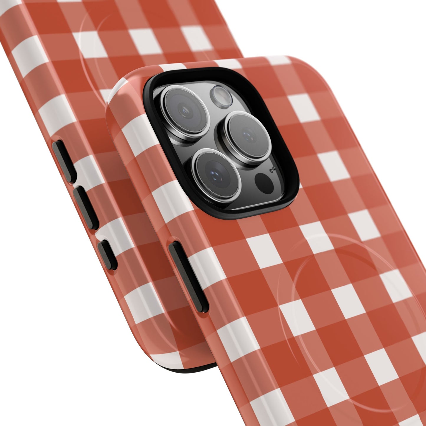 Burnt Orange Gingham Tough Magnetic Phone Case — Plaid Protective iPhone Cover