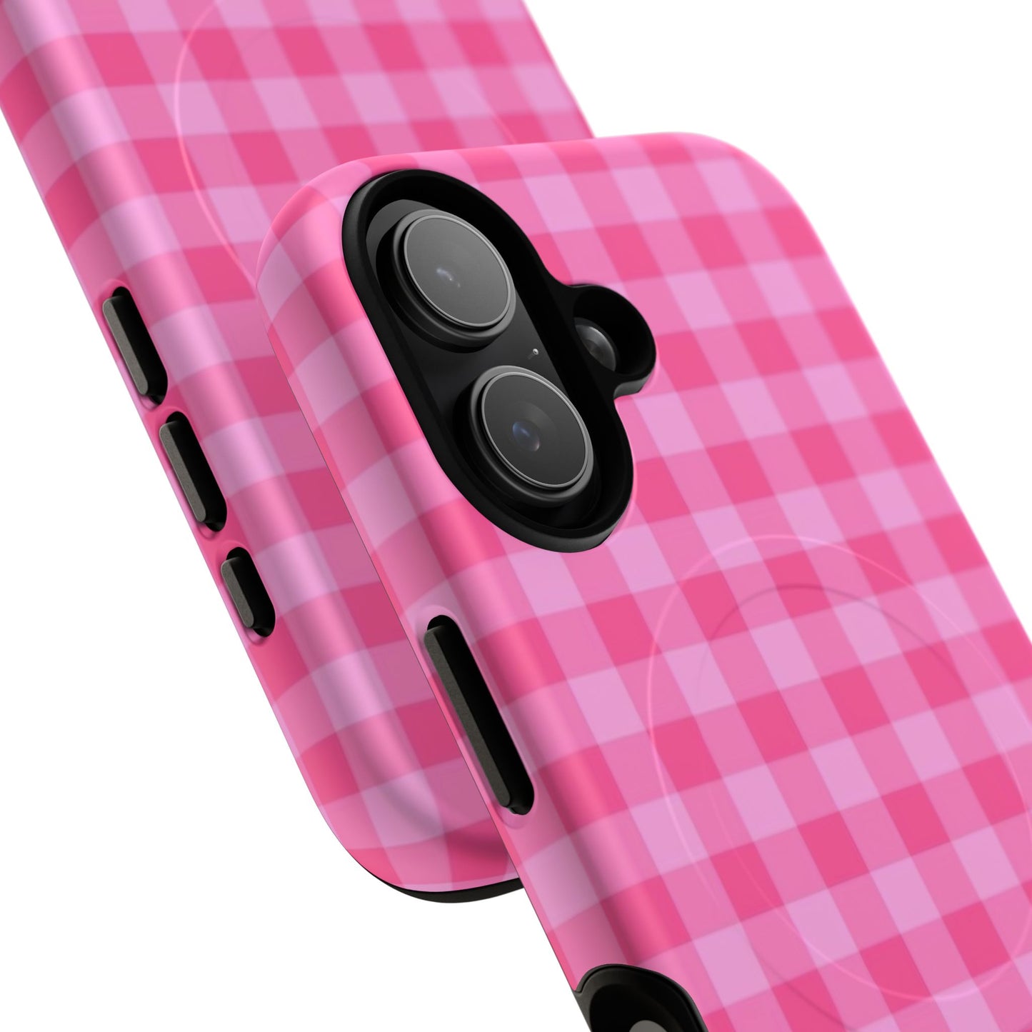 Pink Gingham Tough Magnetic Phone Case – Durable Checkered Design