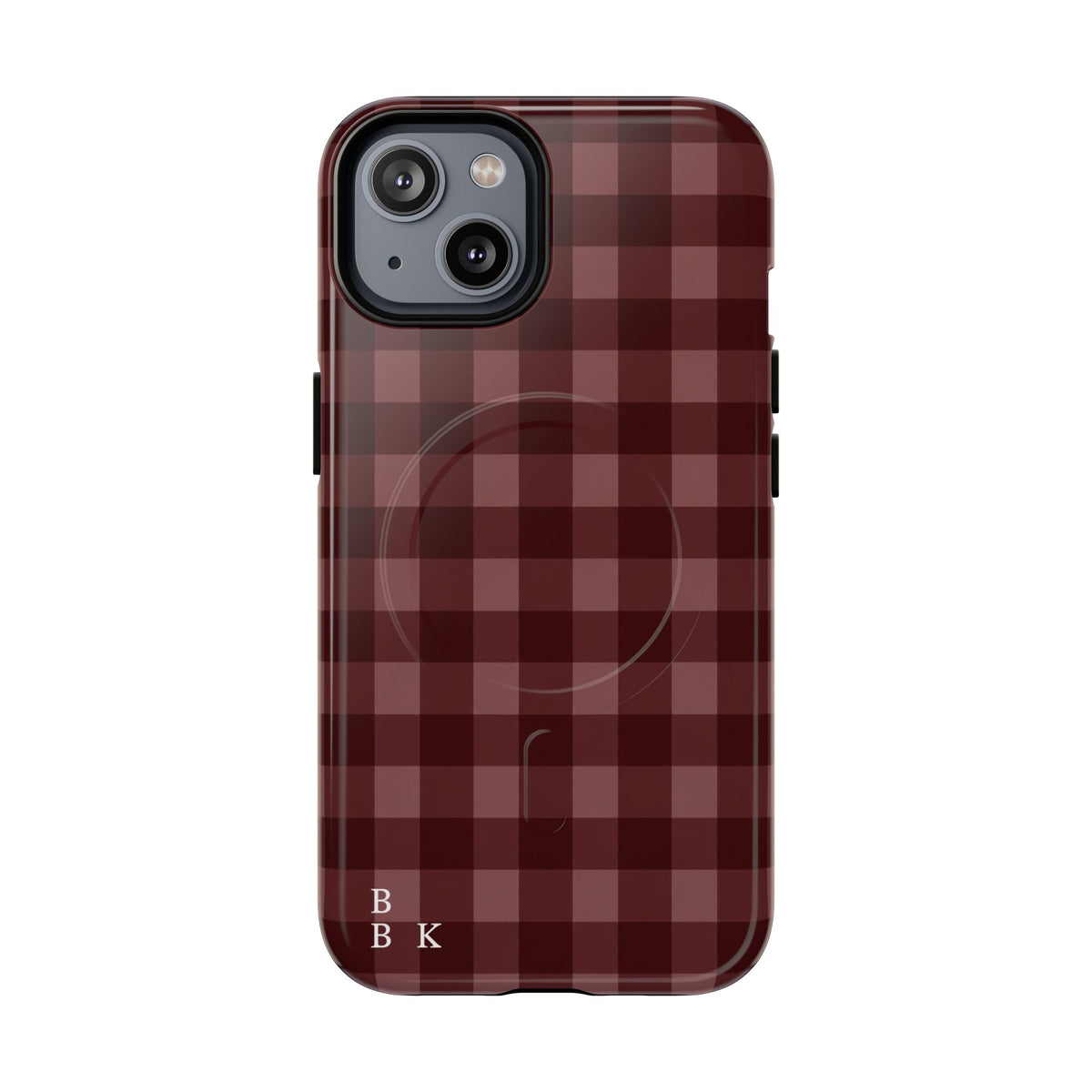 Plaid Magnetic Phone Case — Burgundy Buffalo Check Tough Protective Cover